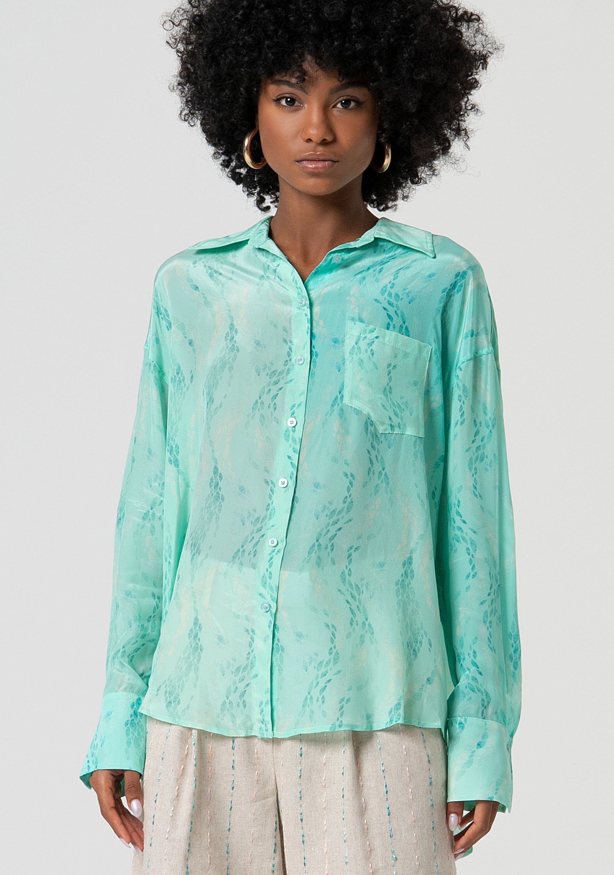 Camicia over in fantasia astratta FS25ST6013W422J3-T27 Fracomina