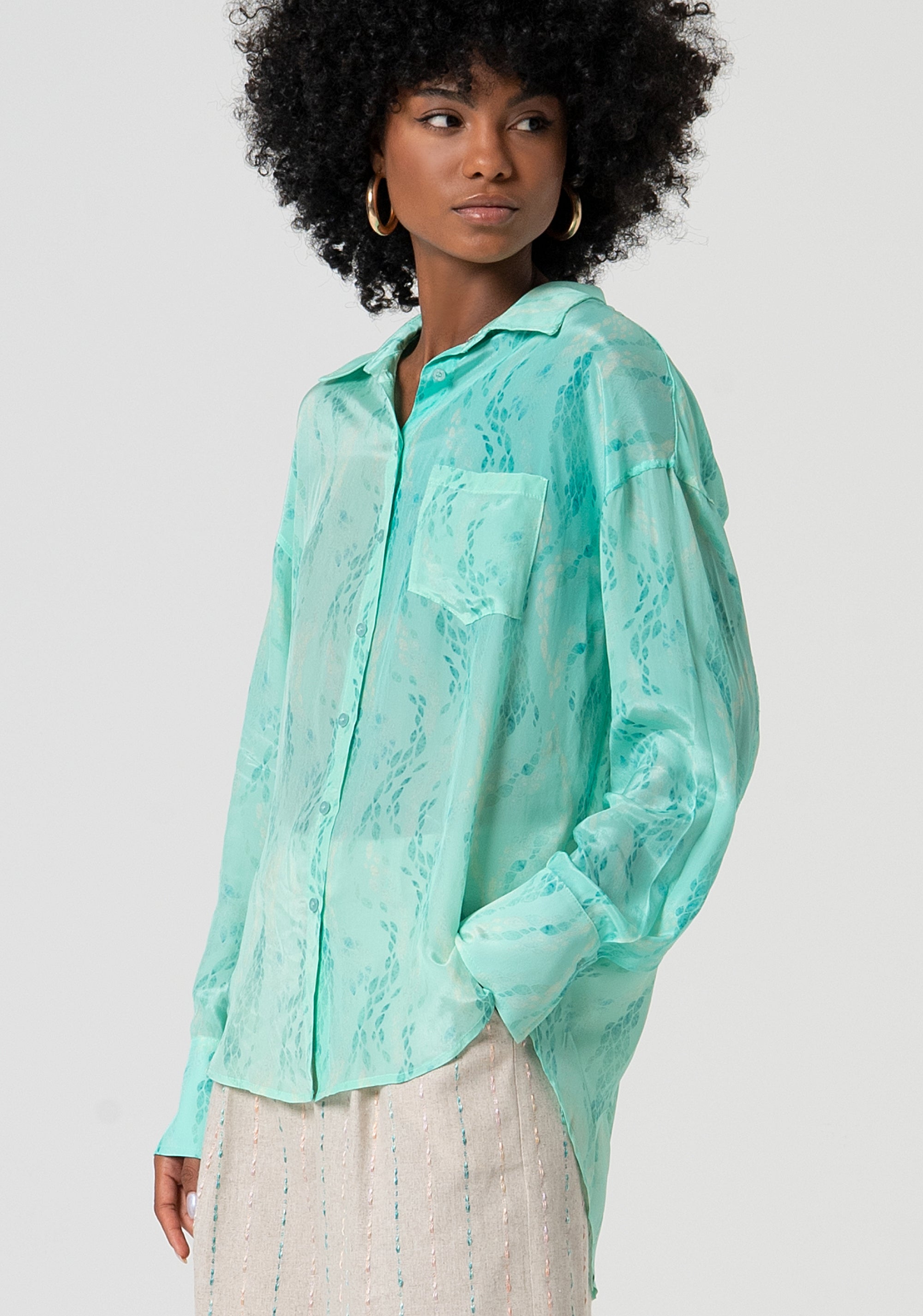 Camicia over in fantasia astratta FS25ST6013W422J3-T27 Fracomina