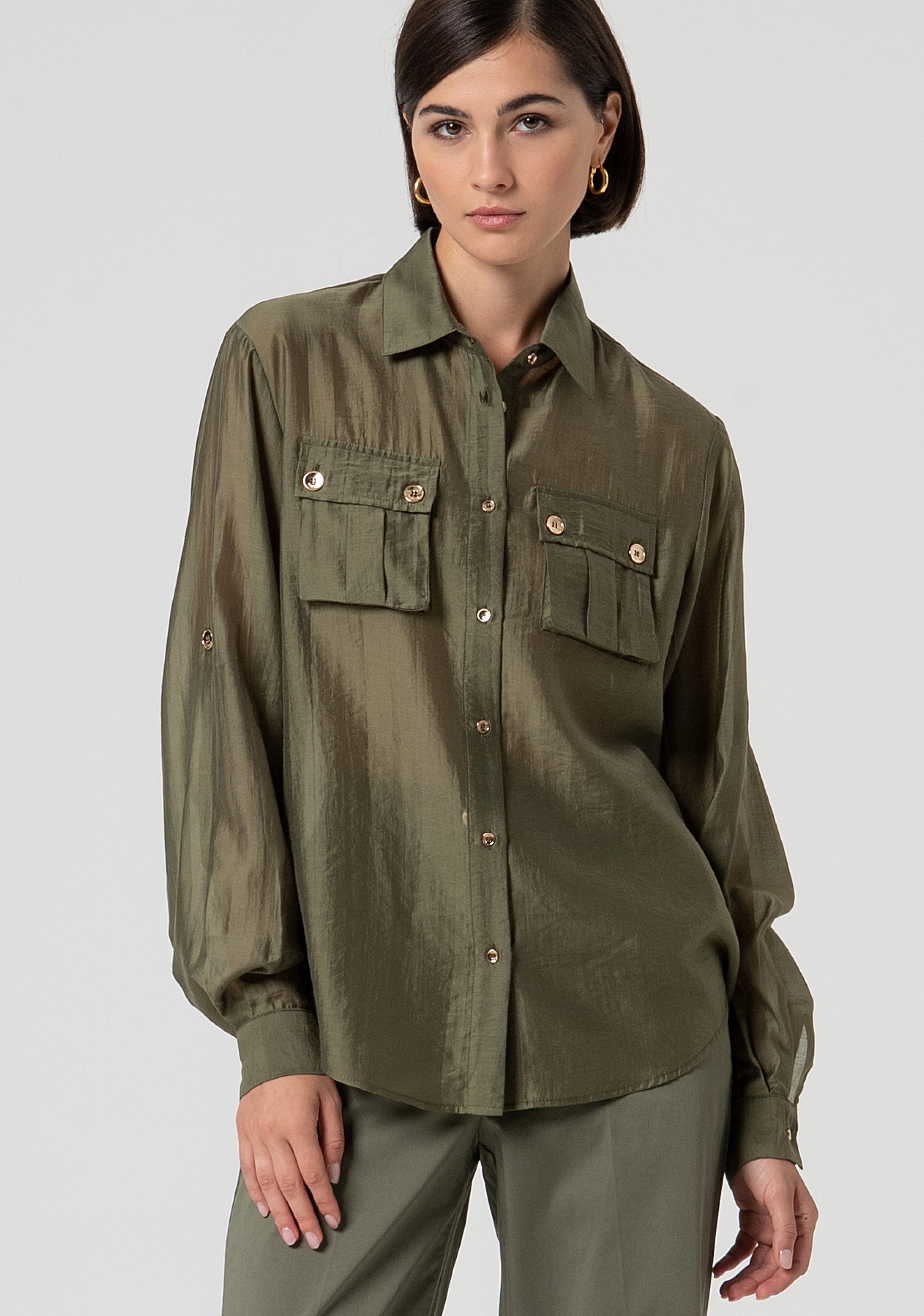 Camicia regular in tessuto lucido FS25ST6014W78501-206 Fracomina