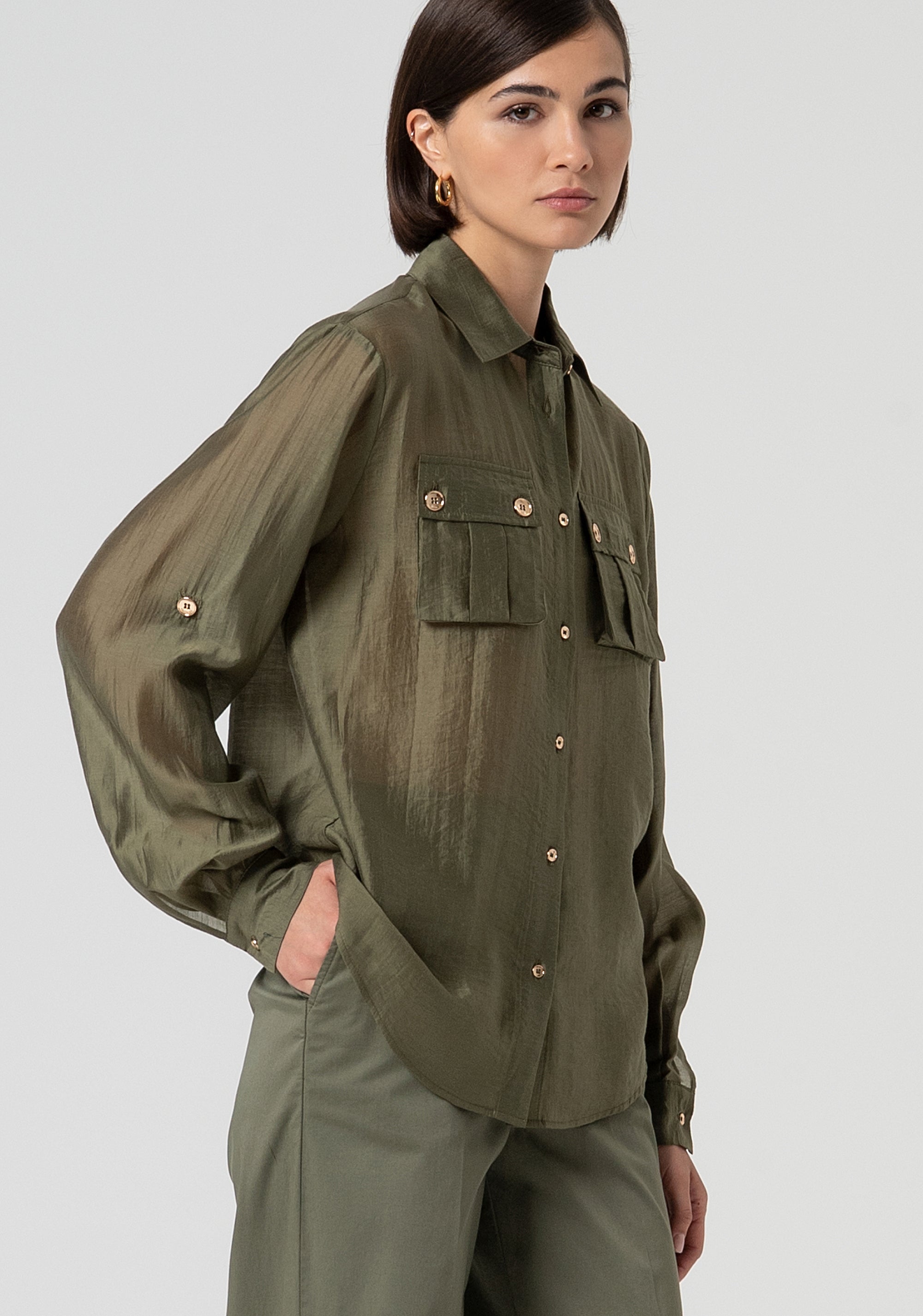 Camicia regular in tessuto lucido FS25ST6014W78501-206 Fracomina