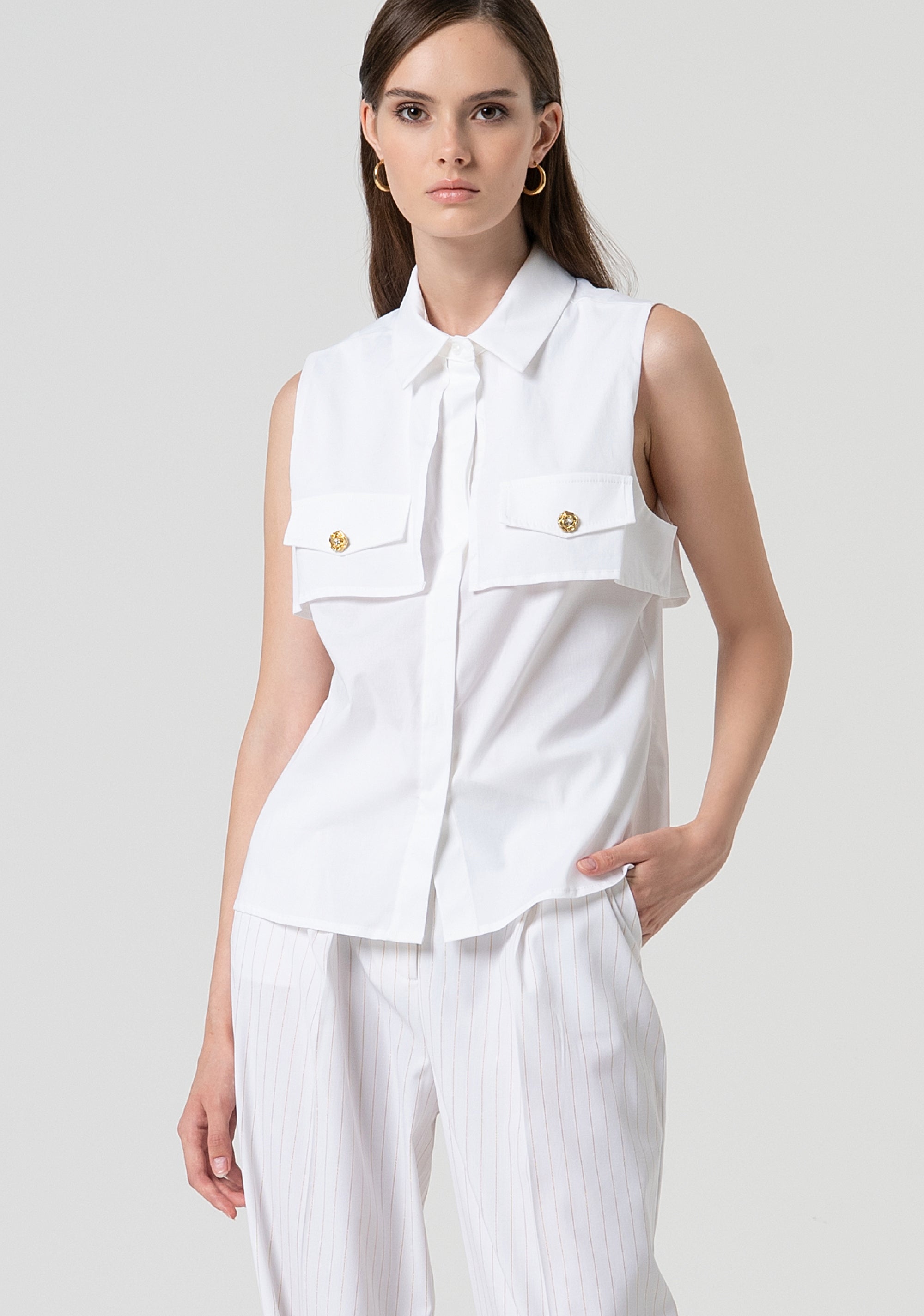 Camicia senza maniche in popeline FS25ST6017W40301-278 Fracomina