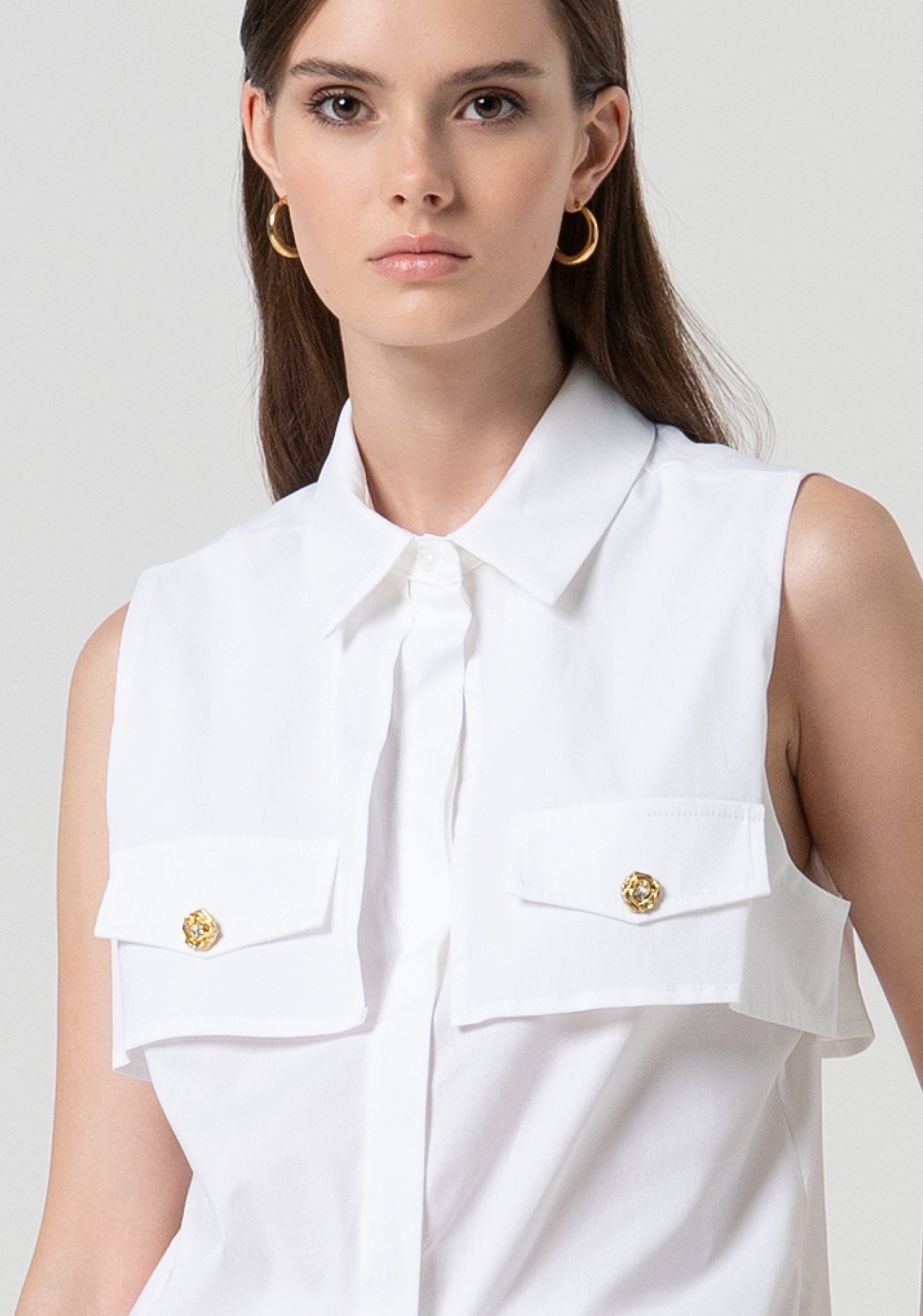 Camicia senza maniche in popeline FS25ST6017W40301-278 Fracomina