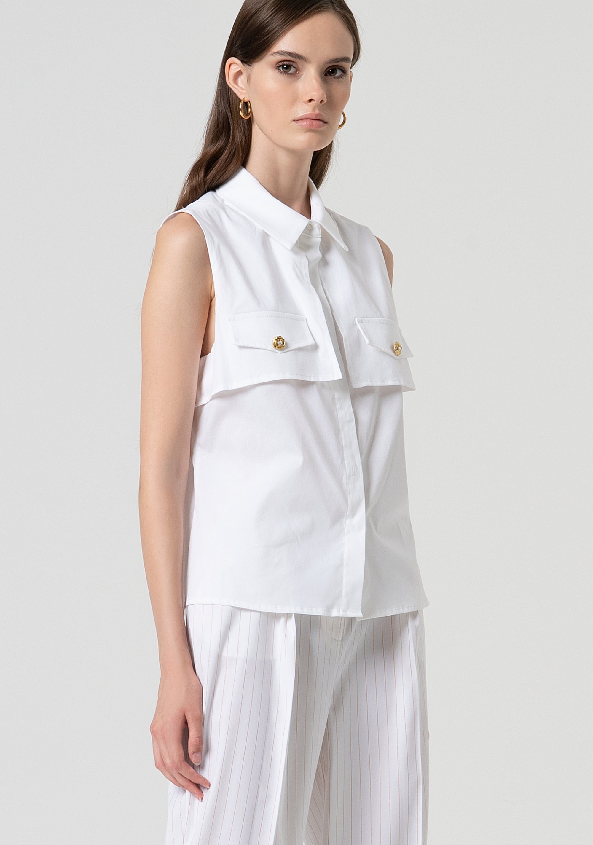 Camicia senza maniche in popeline FS25ST6017W40301-278 Fracomina
