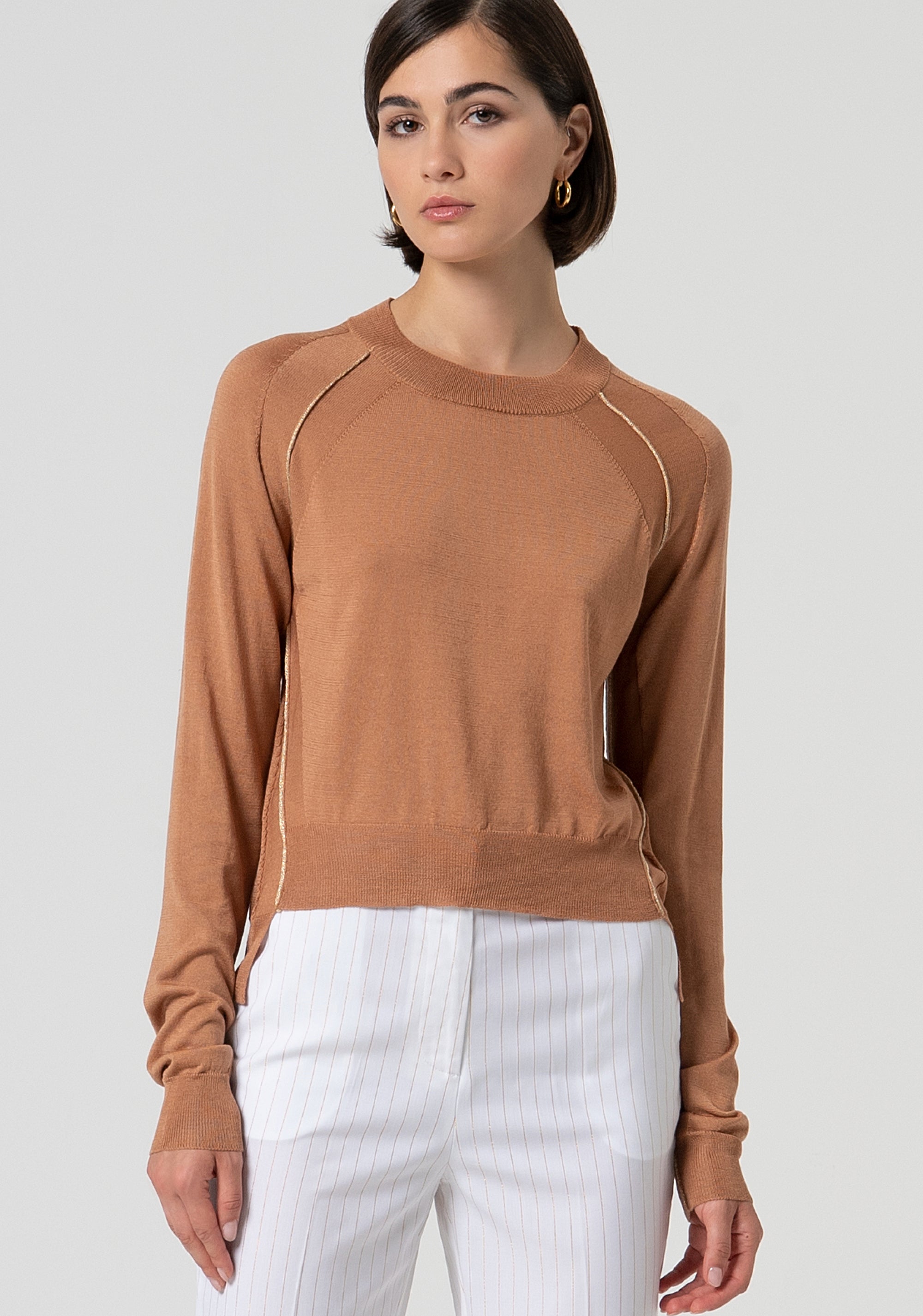 Maglia regular con profili metallici FS25ST7003K54701-E11 Fracomina