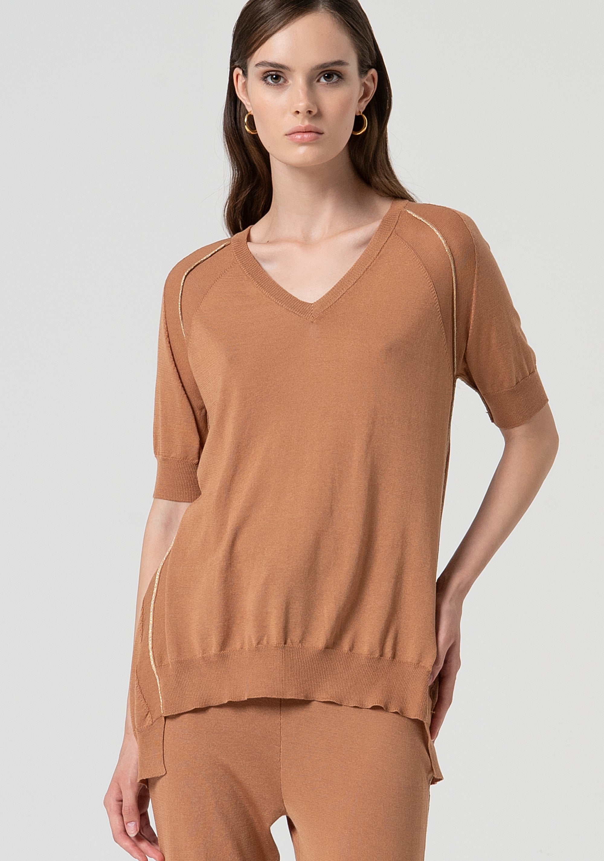 Maglia regular con profili metallici FS25ST7004K54701-E11 Fracomina