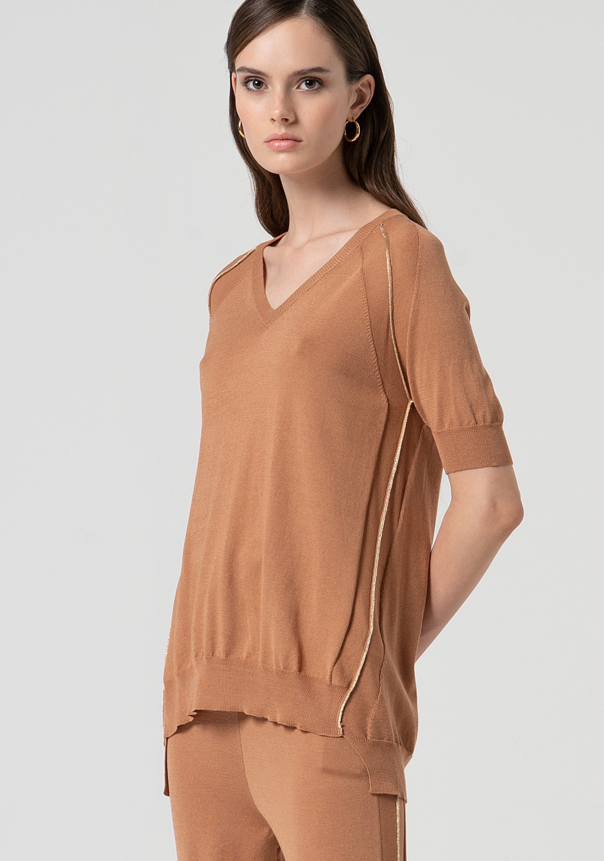 Maglia regular con profili metallici FS25ST7004K54701-E11 Fracomina