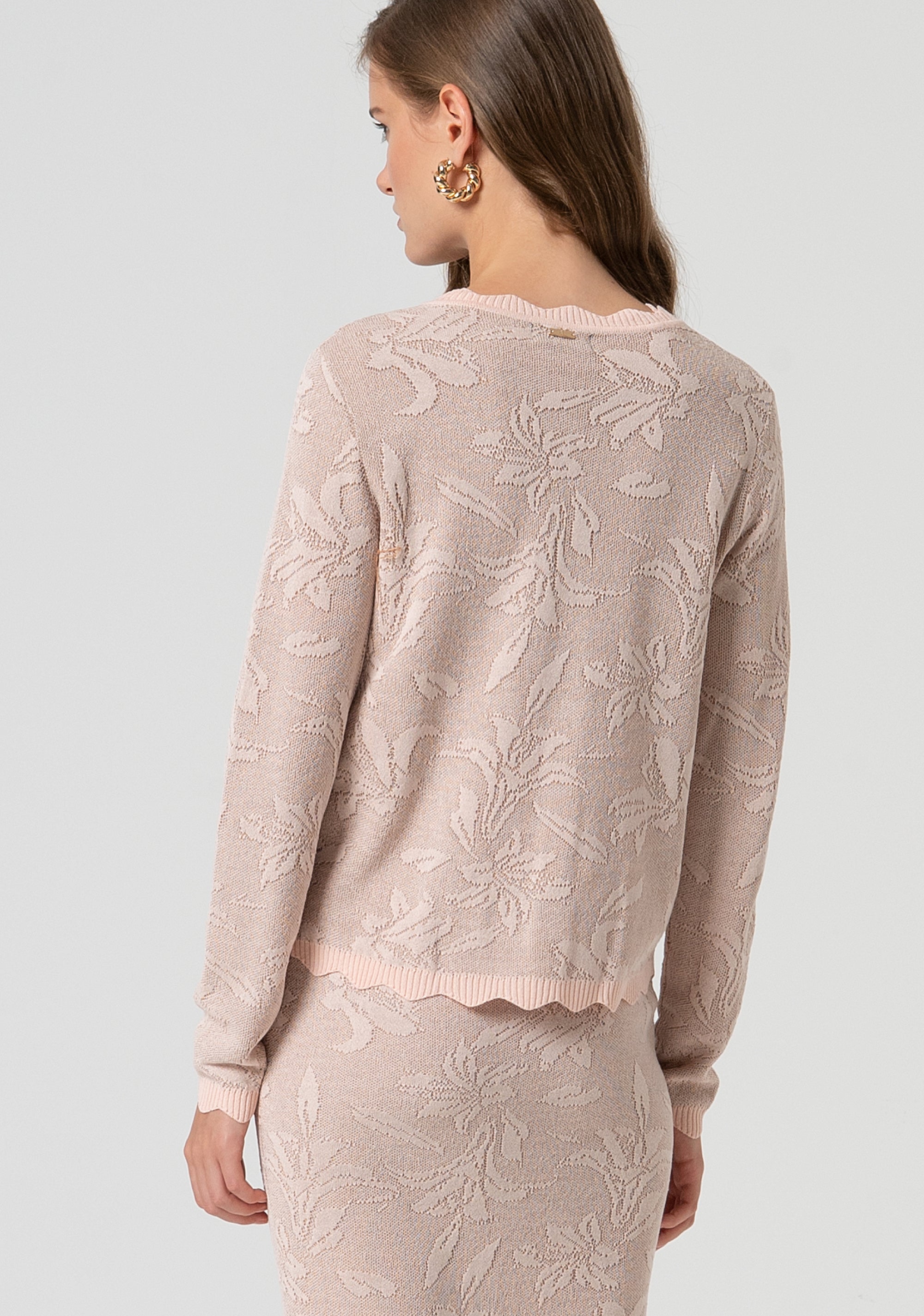 Cardigan regular in jacquard floreale FS25ST8004K410F8-226 Fracomina