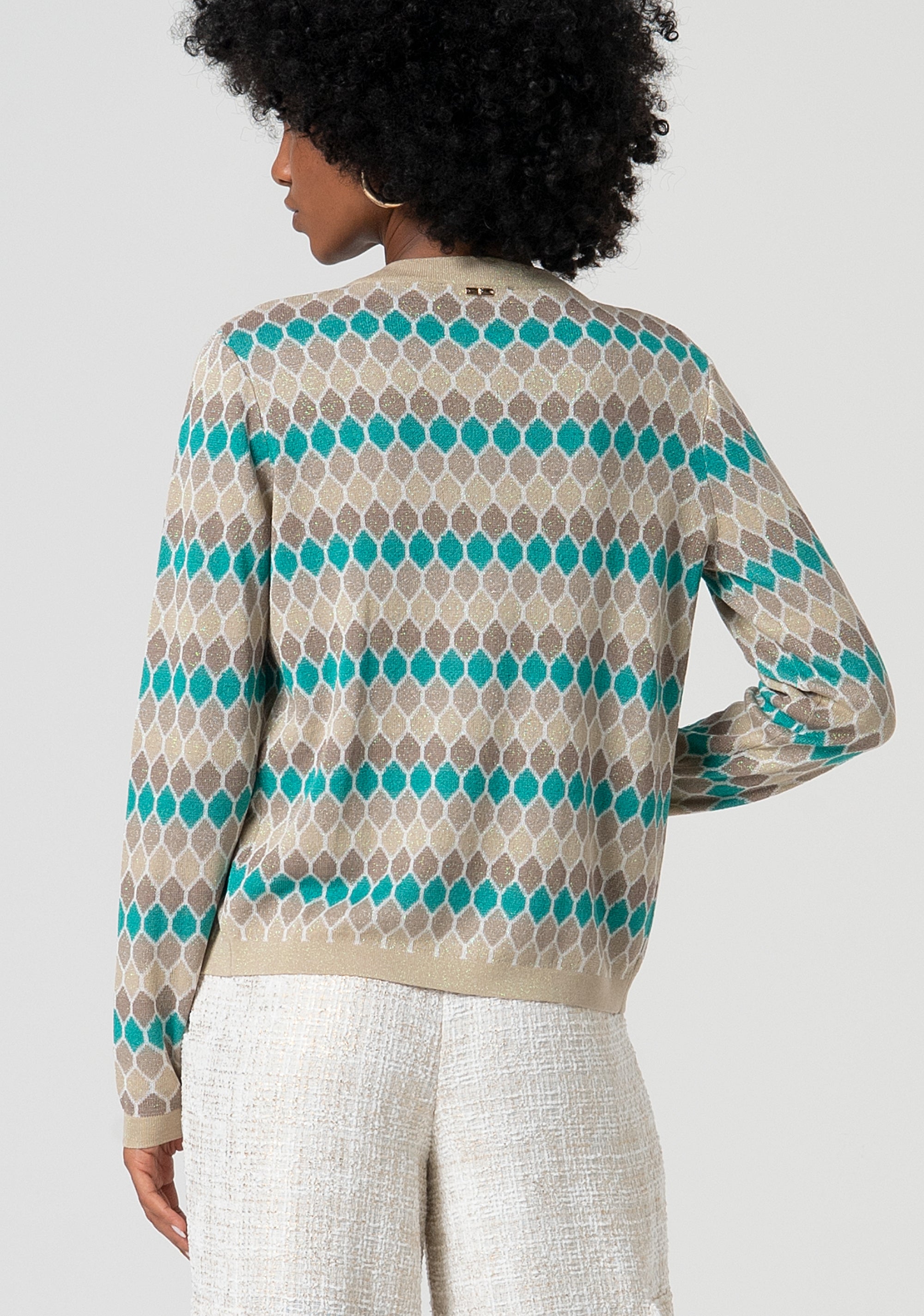 Cardigan regular in jacquard geometrico FS25ST8006K414F8-210 Fracomina