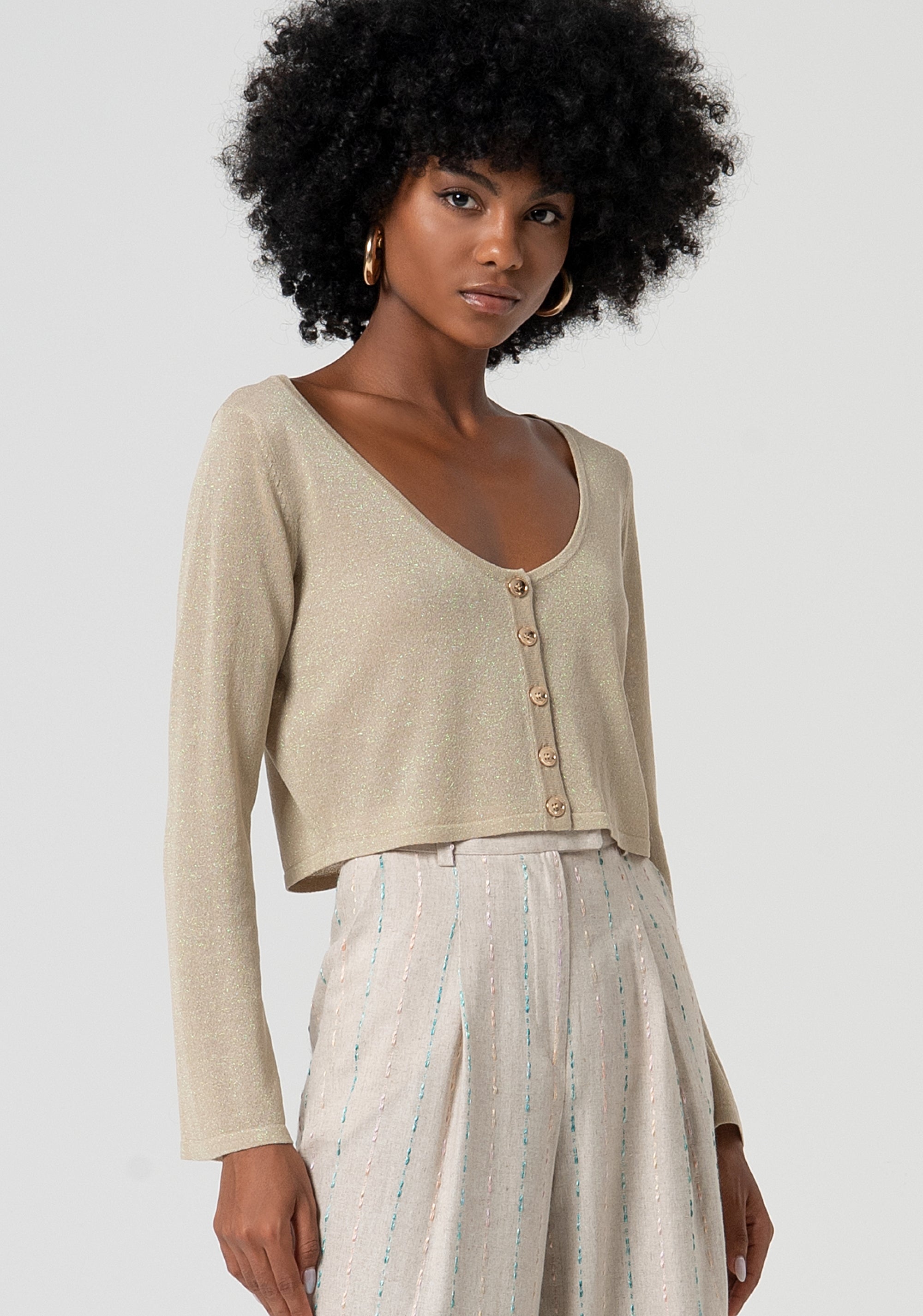 Cardigan cropped con scollo madonna FS25ST8007K414Q7-050 Fracomina