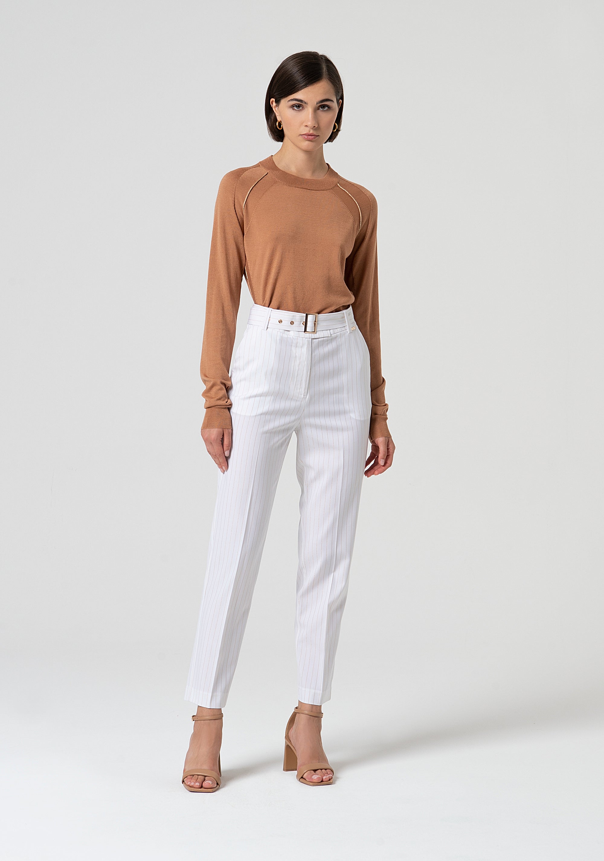 Pantalone carrot in tessuto gessato con lana FS25SV2003W784D4-278 Fracomina