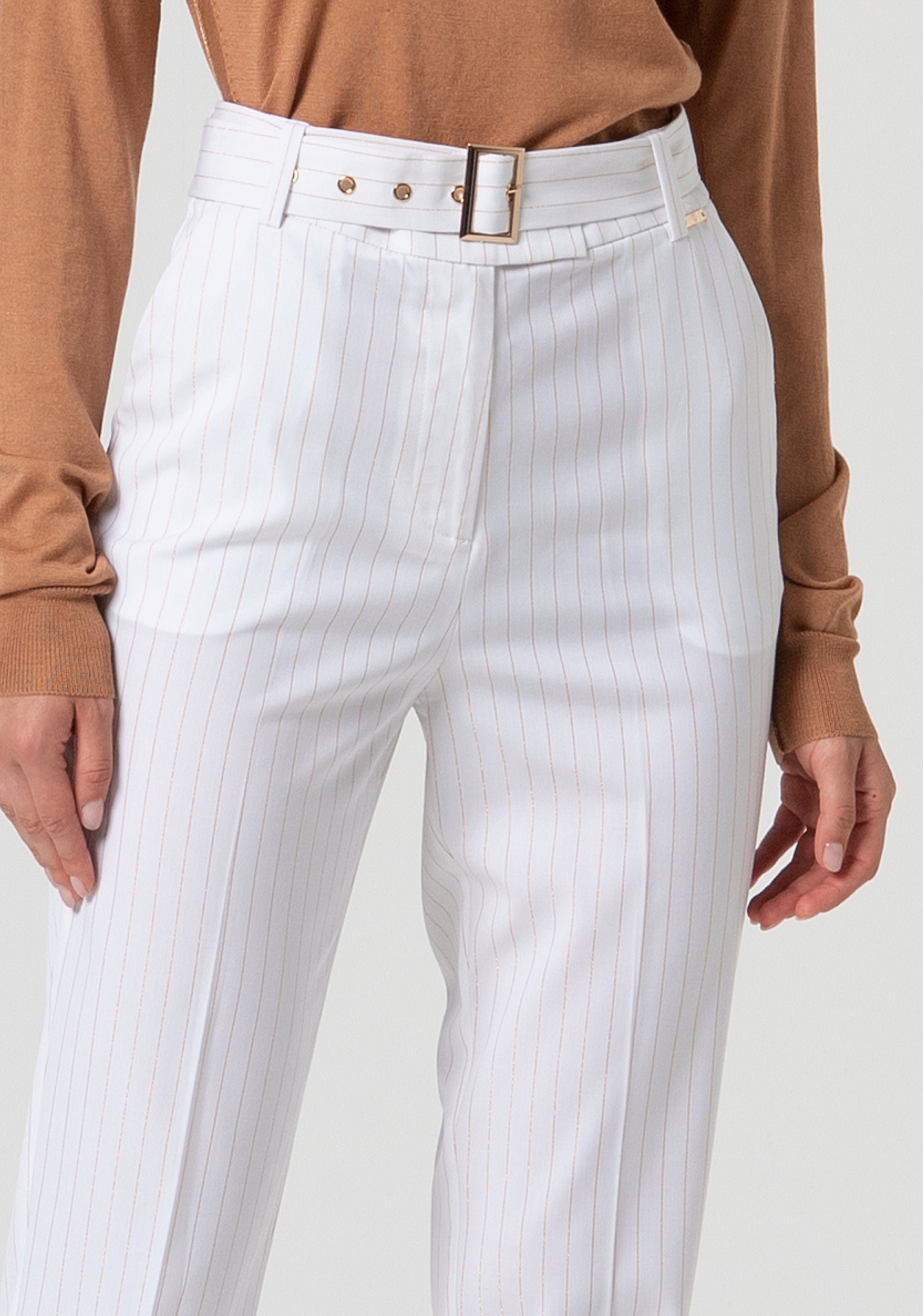 Pantalone carrot in tessuto gessato con lana FS25SV2003W784D4-278 Fracomina