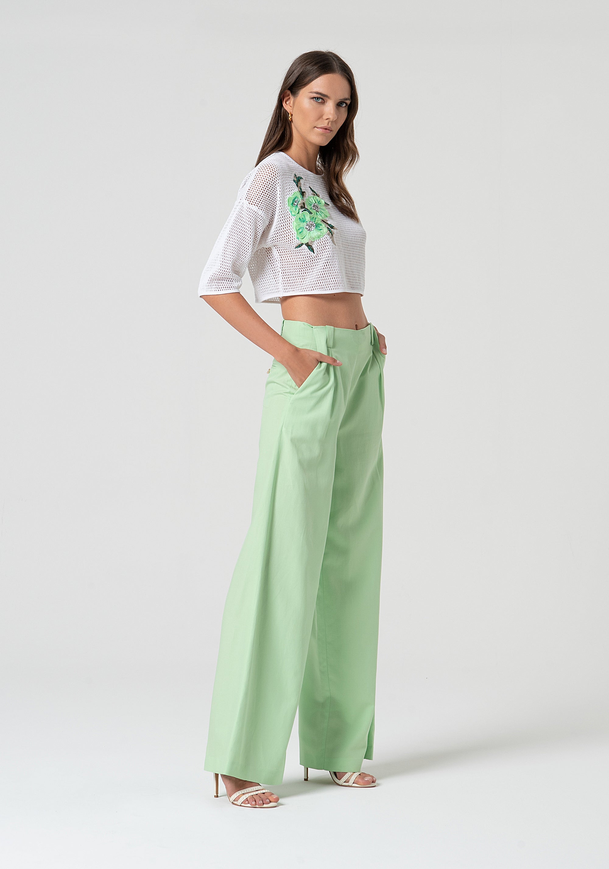Pantalone a palazzo con vita alta FS25SV3005W70901-506 Fracomina