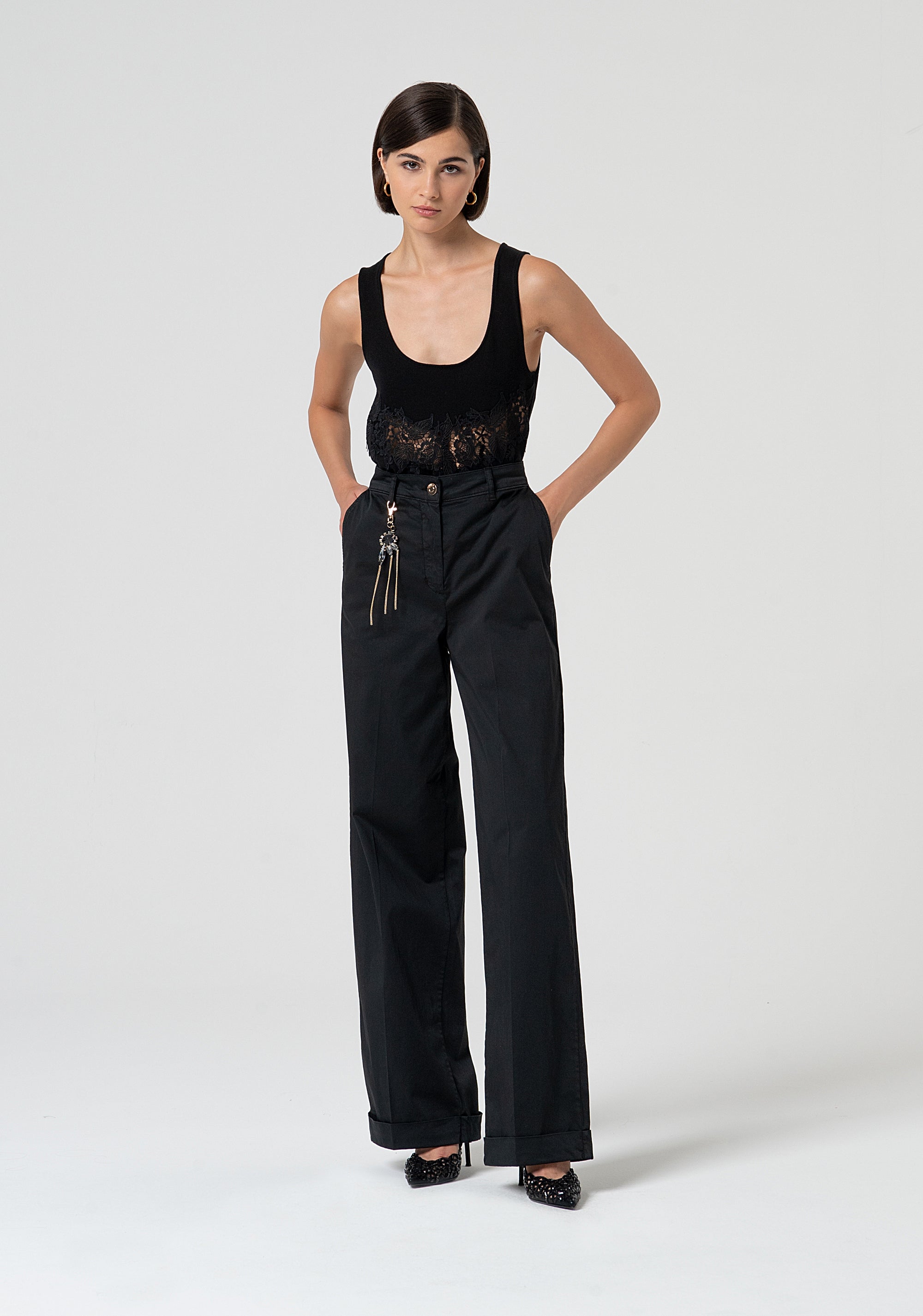 Pantalone a palazzo a vita alta FS25SV3006W70201-053 Fracomina