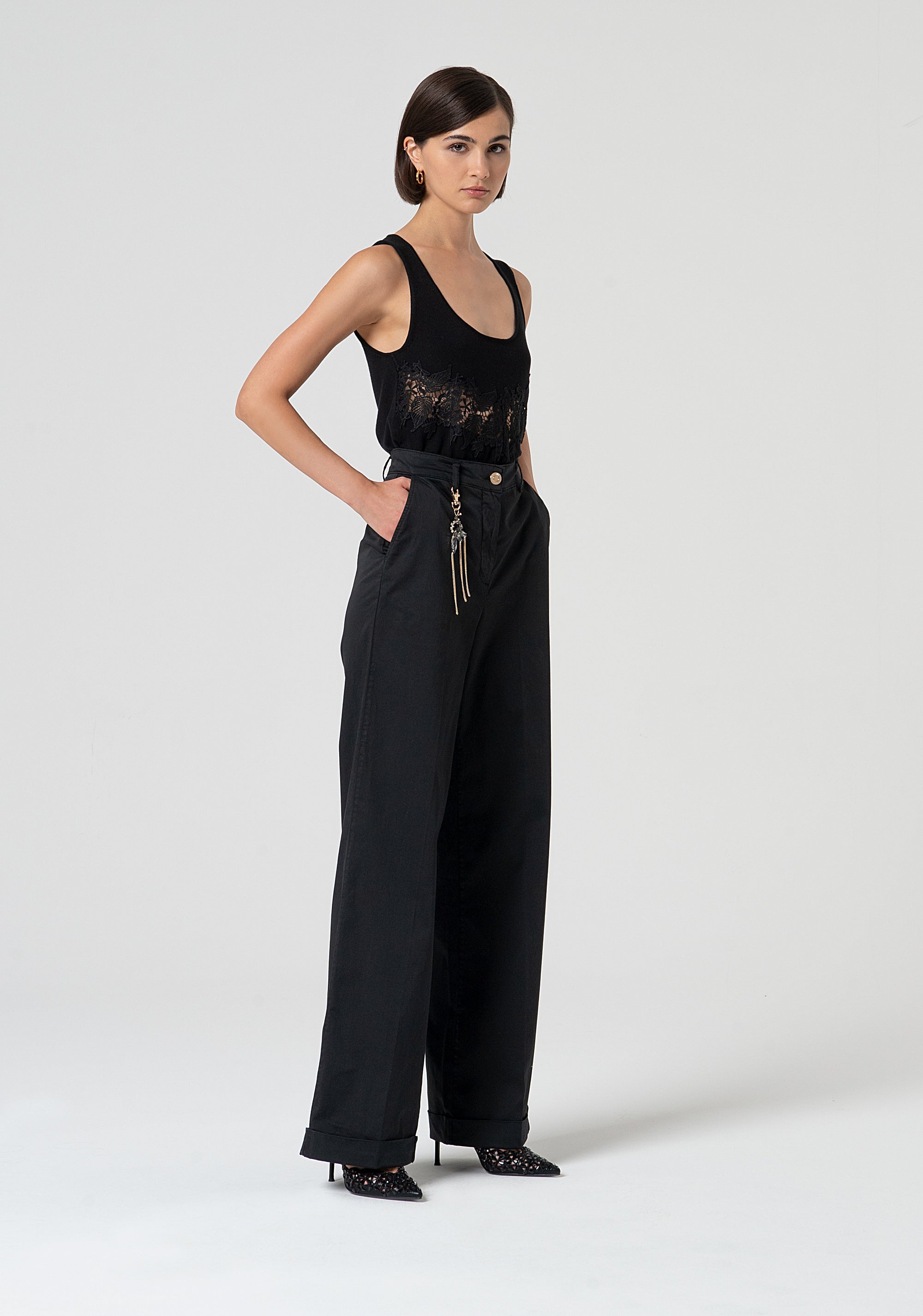 Pantalone a palazzo a vita alta FS25SV3006W70201-053 Fracomina