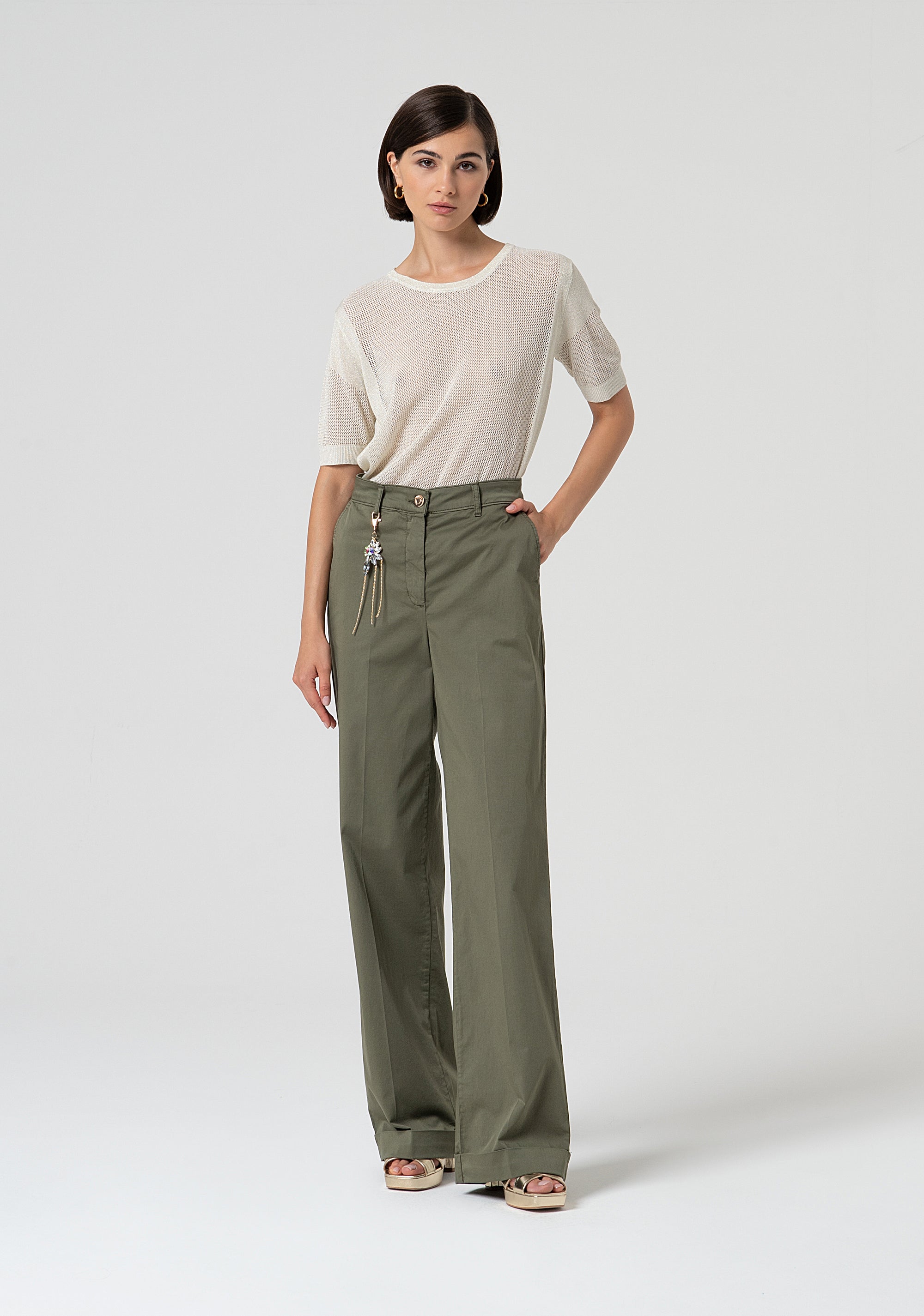 Pantalone a palazzo a vita alta FS25SV3006W70201-206 Fracomina