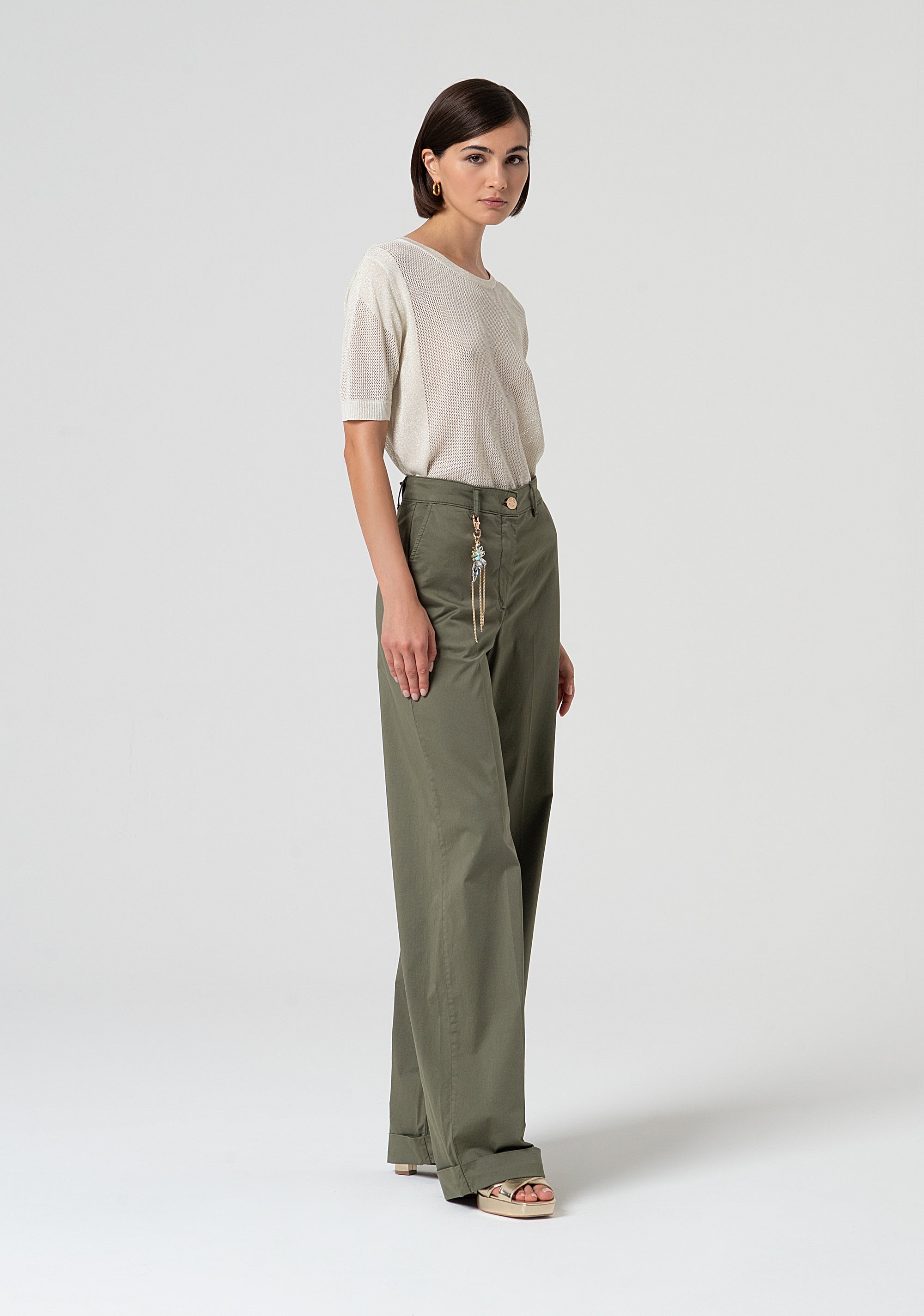 Pantalone a palazzo a vita alta FS25SV3006W70201-206 Fracomina