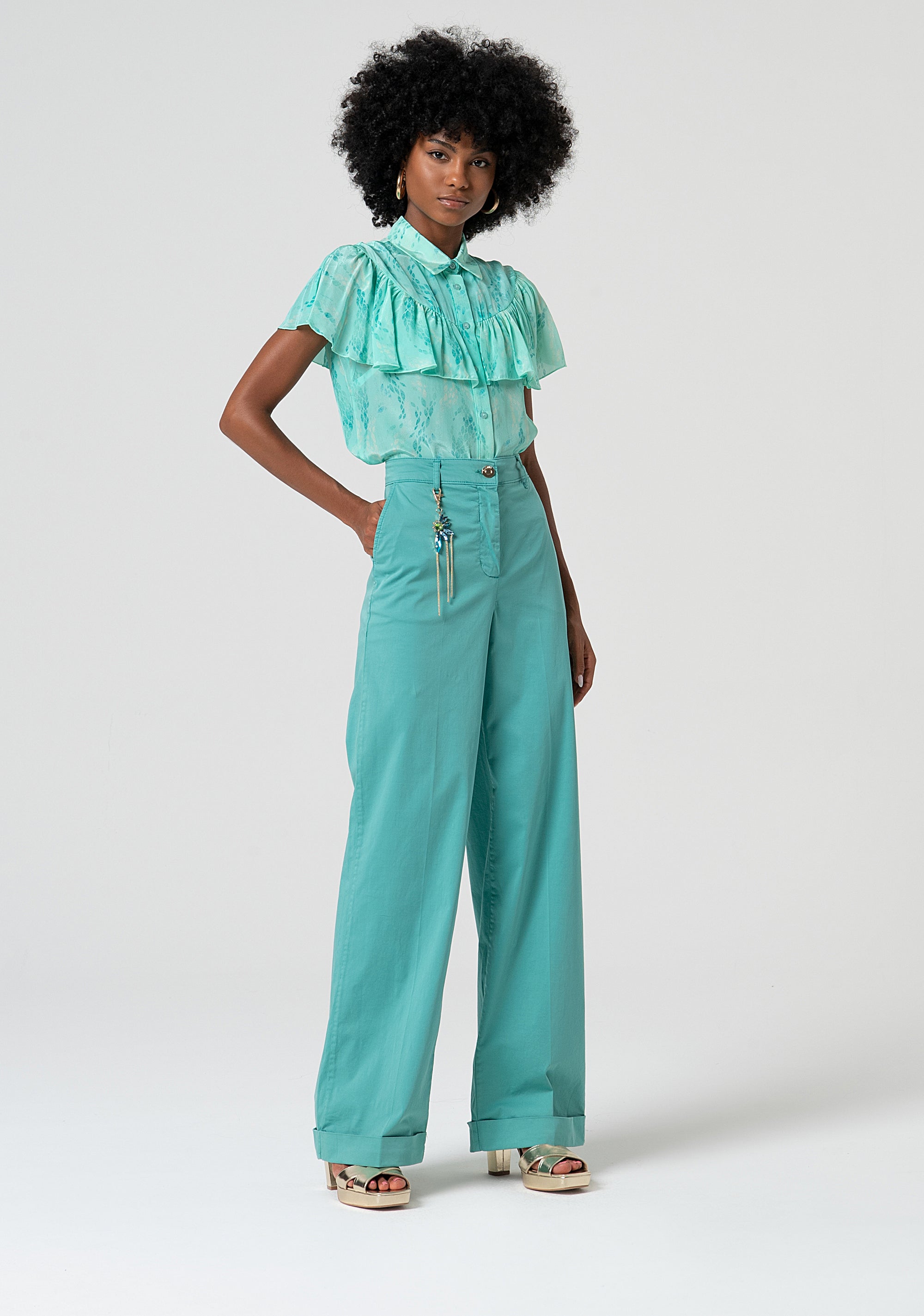 Pantalone a palazzo a vita alta FS25SV3006W70201-T27 Fracomina