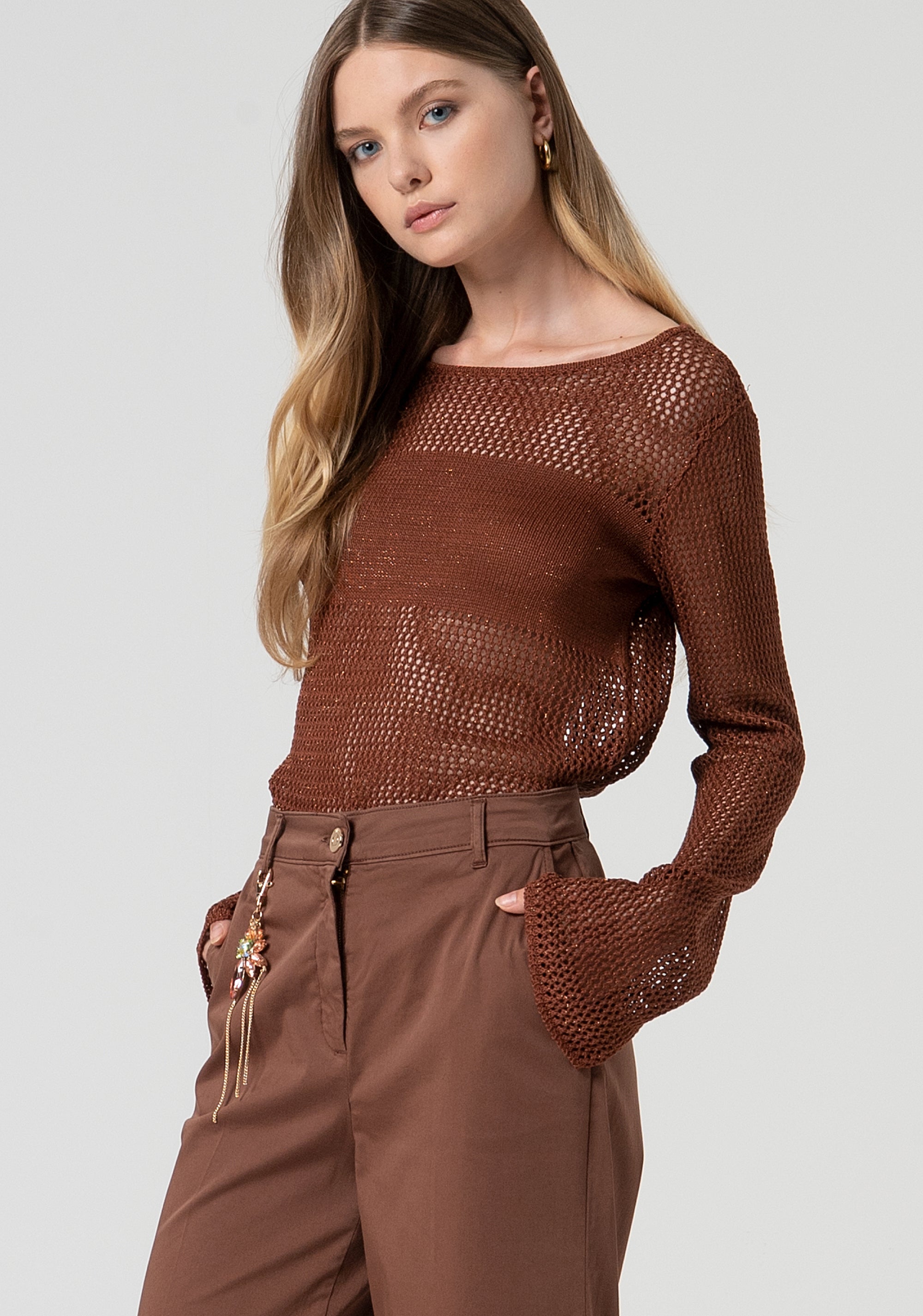 Pantalone a palazzo a vita alta FS25SV3006W70201-T28 Fracomina