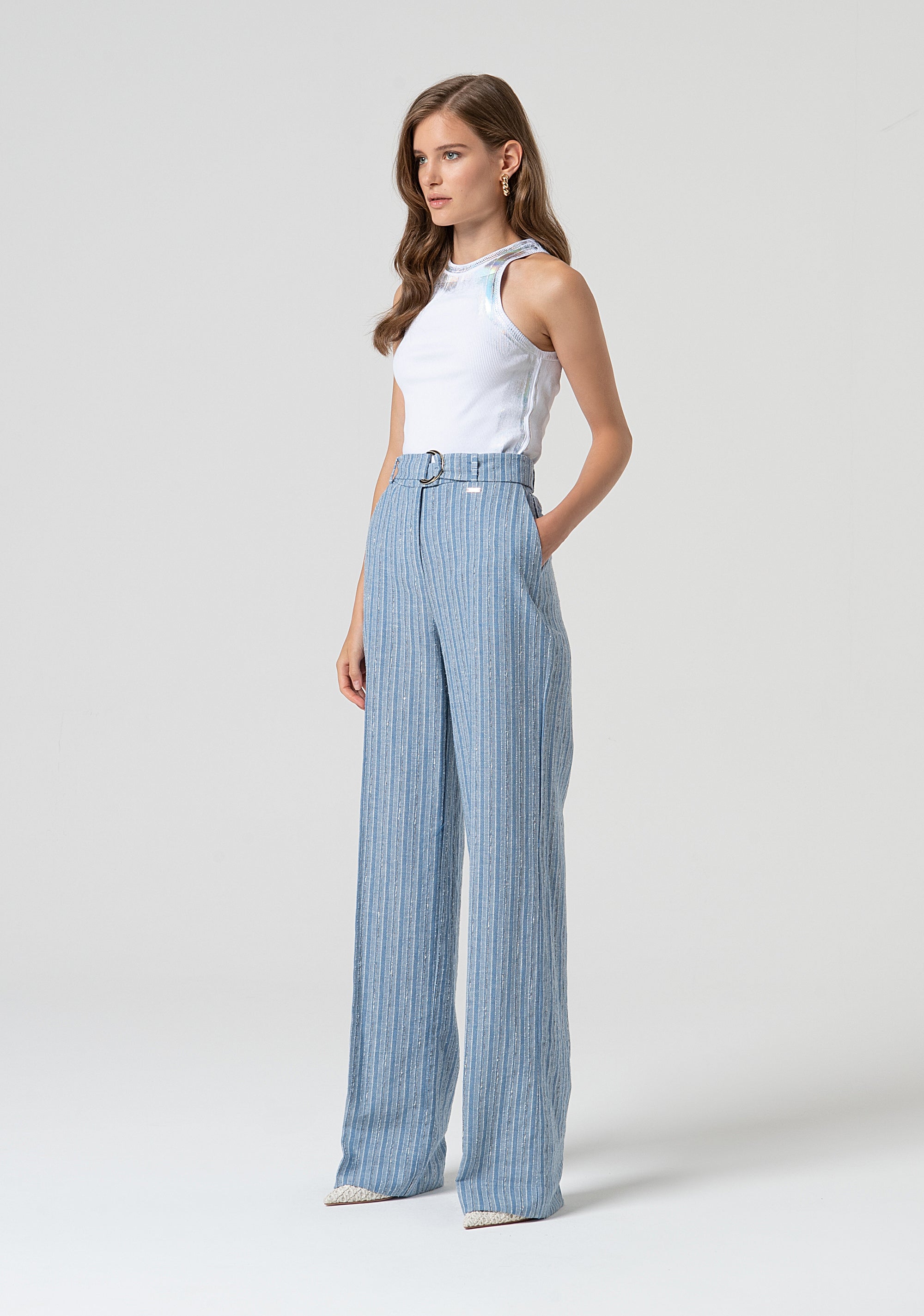 Pantalone a palazzo a righe FS25SV3008W402Q6-064 Fracomina