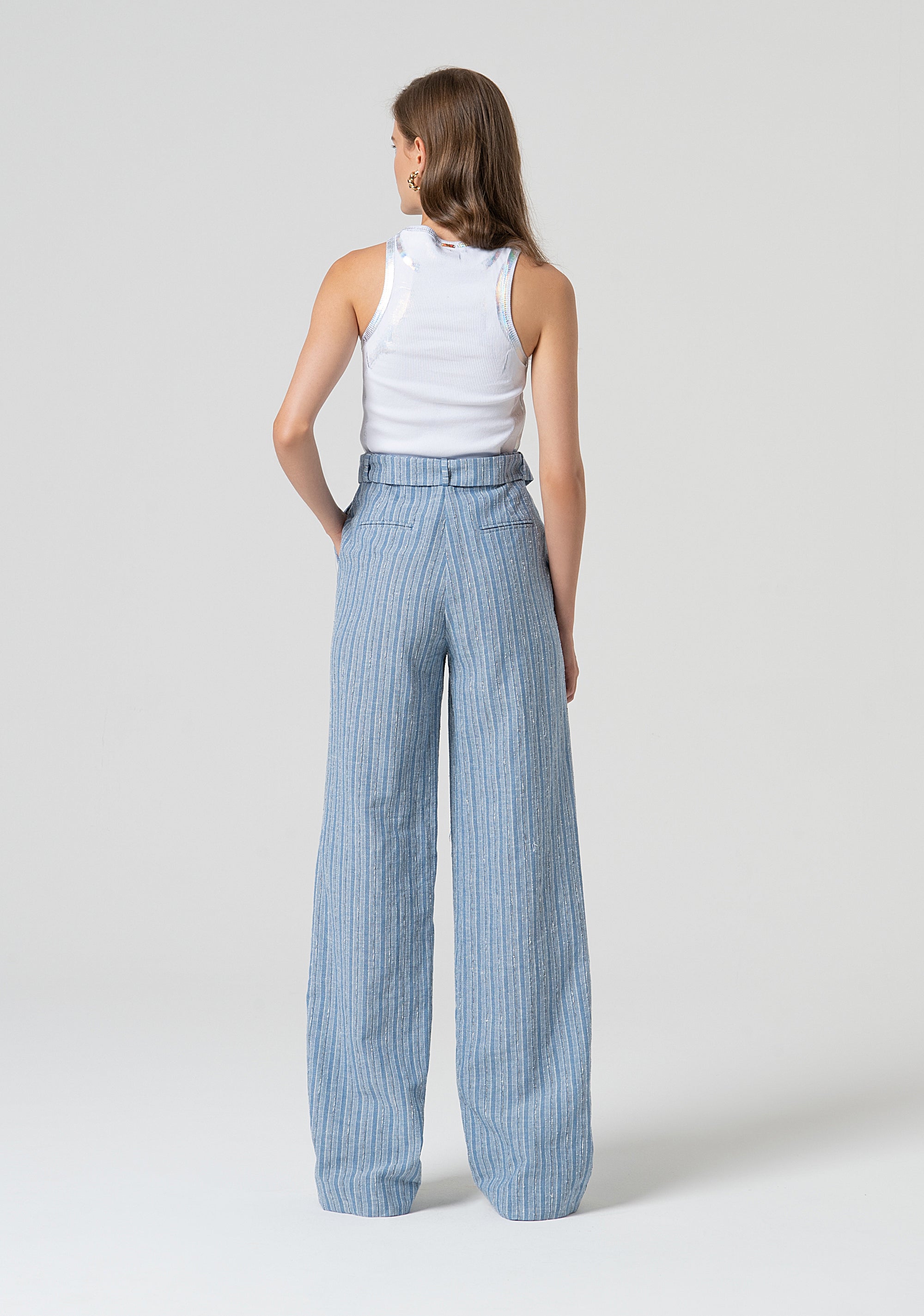 Pantalone a palazzo a righe FS25SV3008W402Q6-064 Fracomina