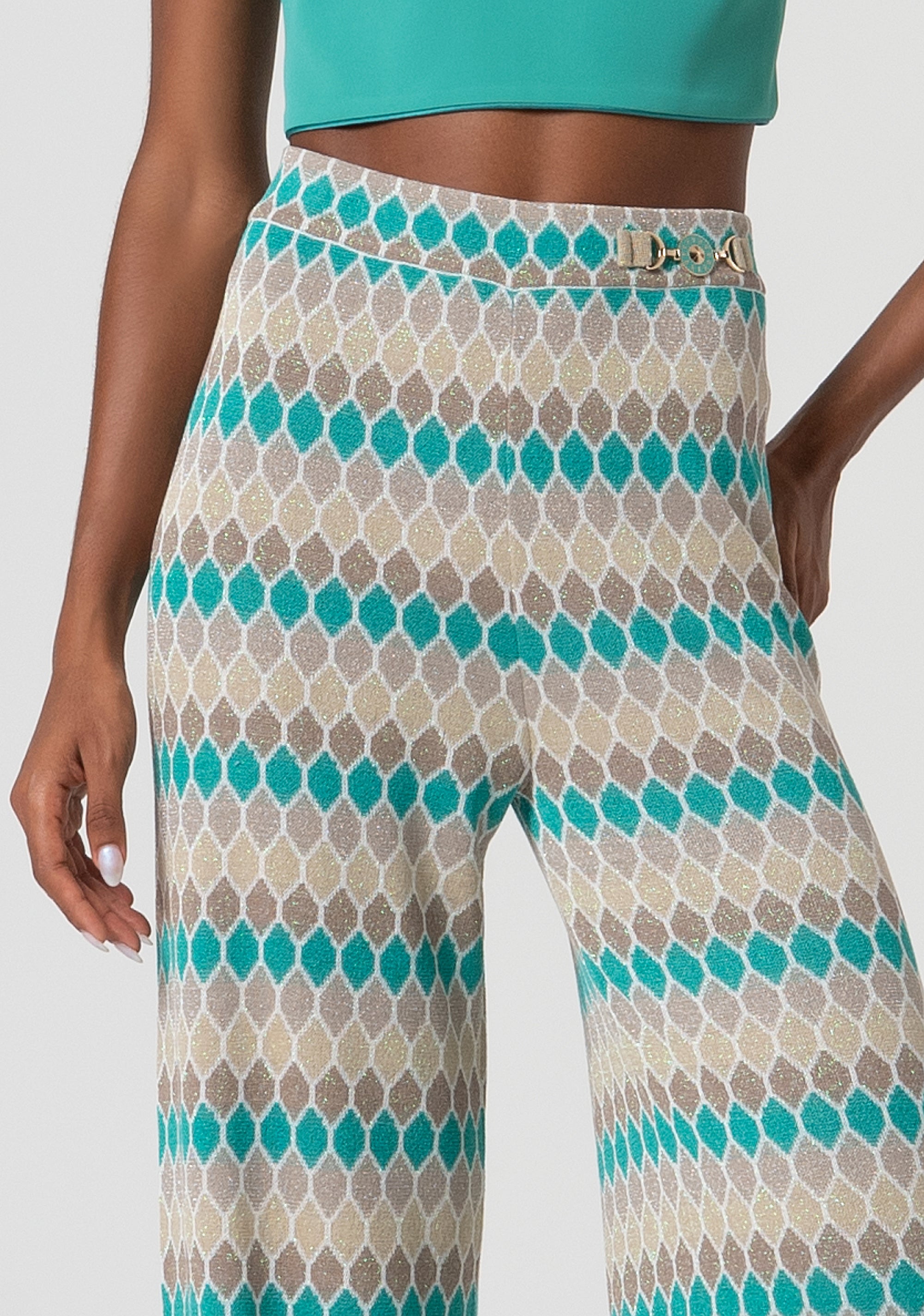 Pantalone a palazzo in jacquard geometrico FS25SV3011K414F8-210 Fracomina