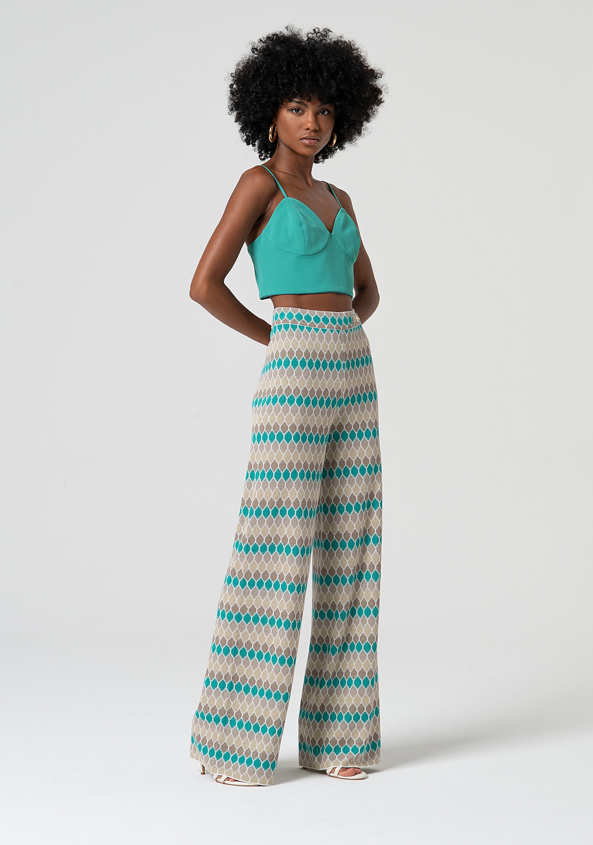 Pantalone a palazzo in jacquard geometrico FS25SV3011K414F8-210 Fracomina