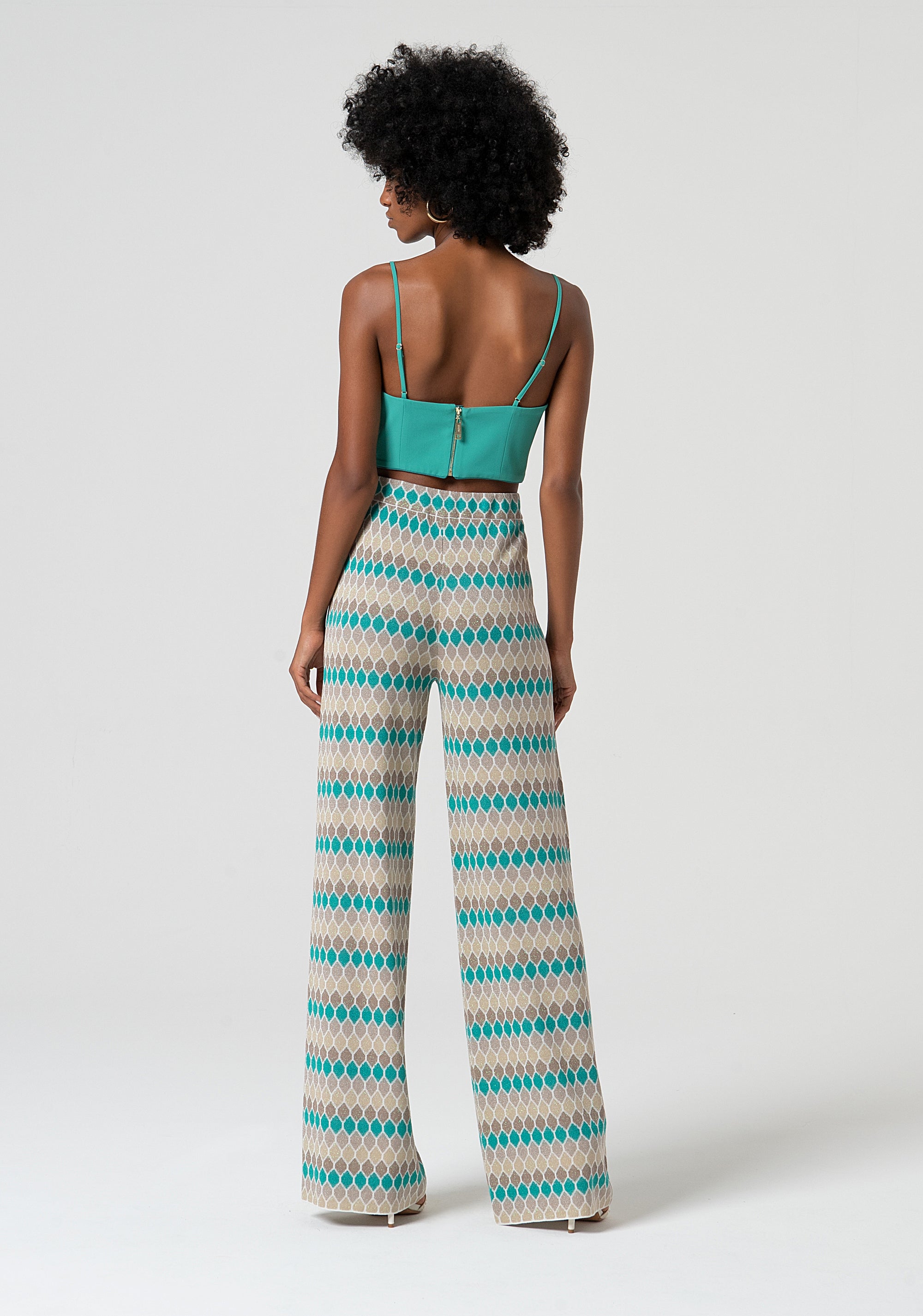 Pantalone a palazzo in jacquard geometrico FS25SV3011K414F8-210 Fracomina