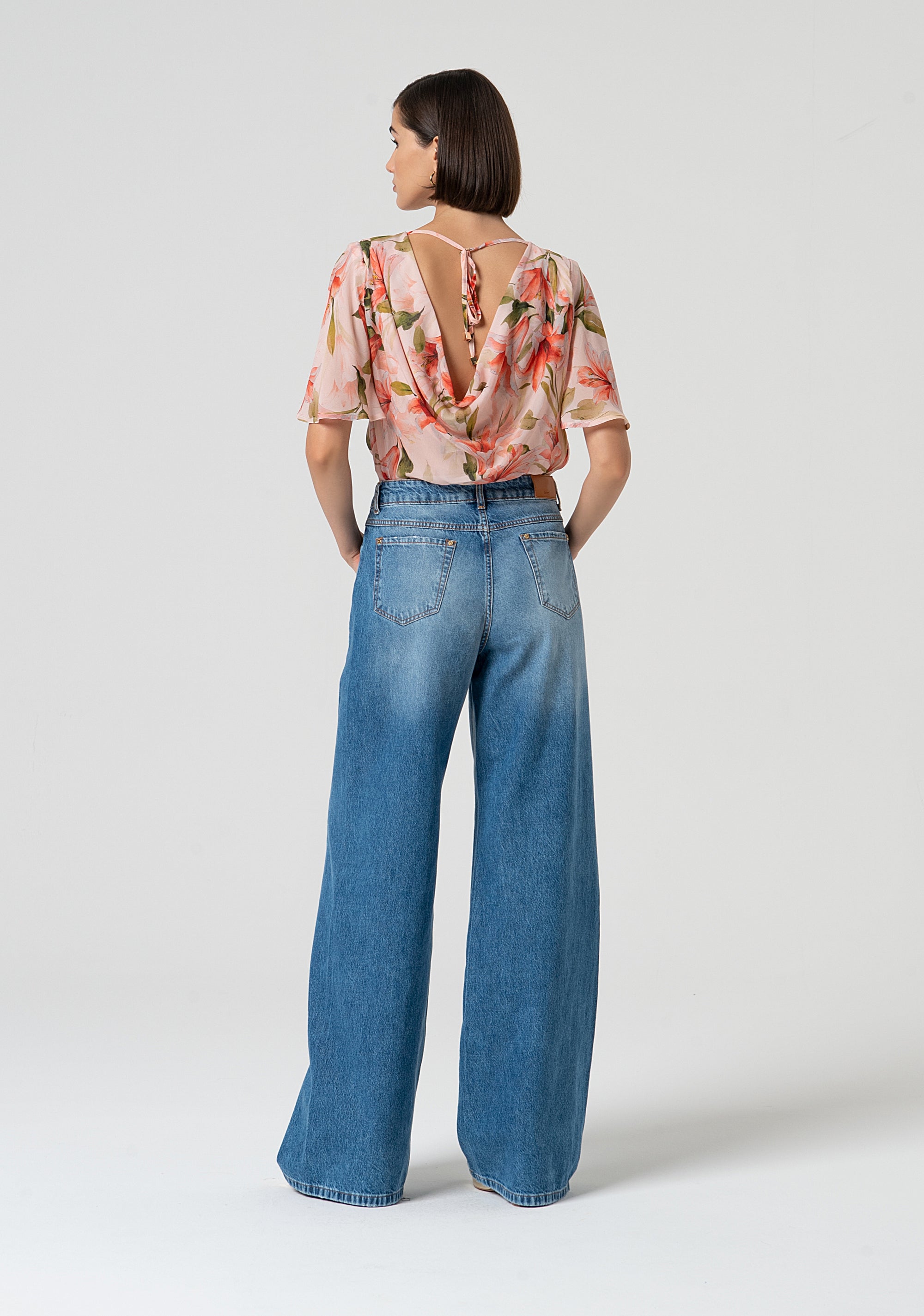 Jeans a palazzo in denim con lavaggio medio FS25SV3016D40093-365 Fracomina