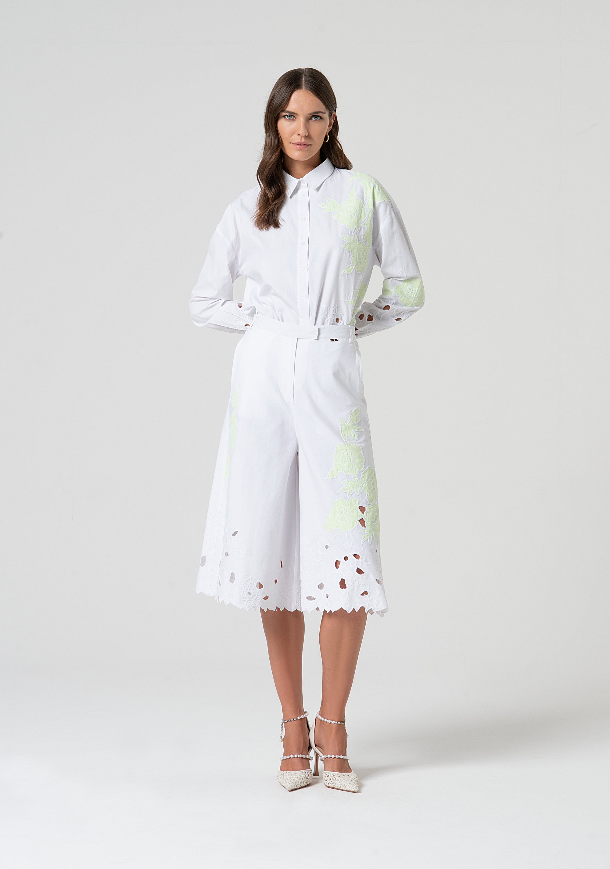 Pantalone culotte cropped in pizzo San Gallo FS25SV9001W445E5-T35 Fracomina