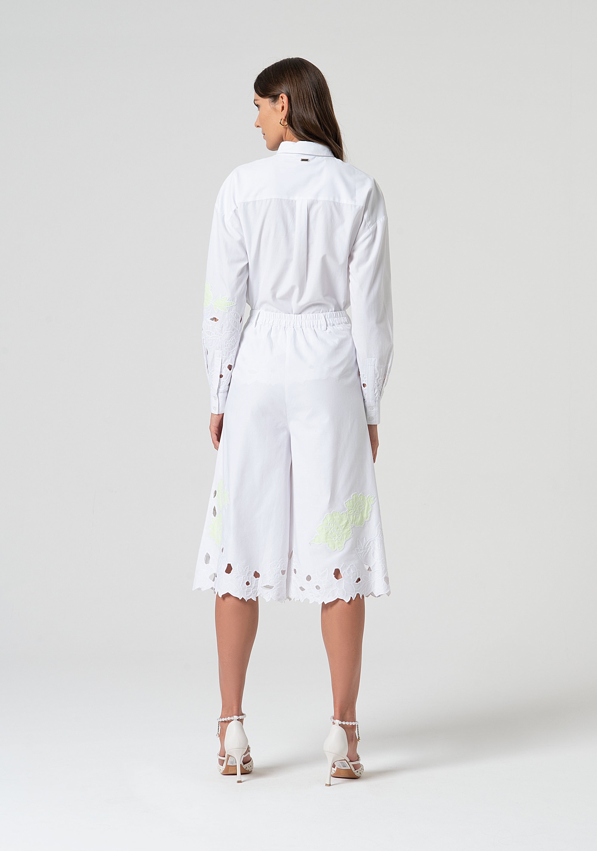 Pantalone culotte cropped in pizzo San Gallo FS25SV9001W445E5-T35 Fracomina