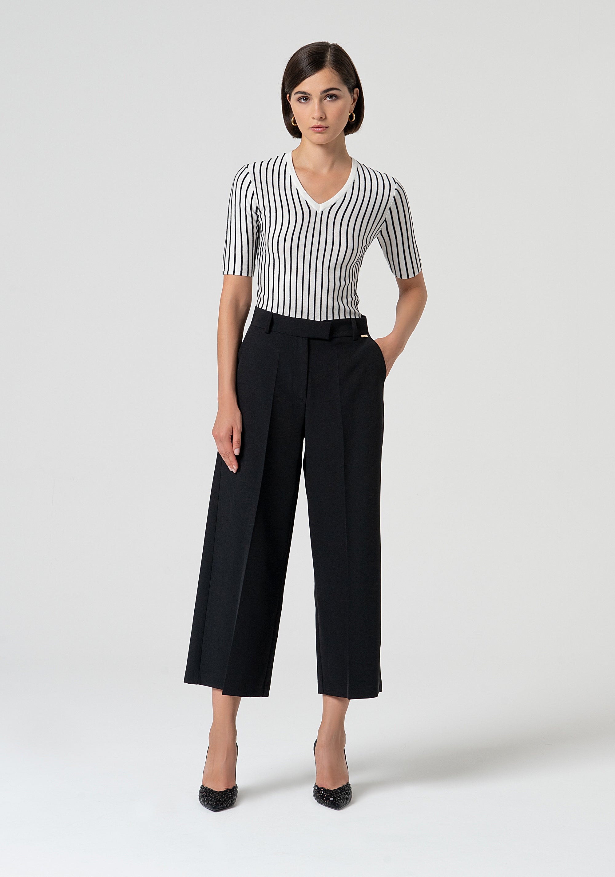 Pantalone cropped a vita regolare FS25SV9002W42901-053 Fracomina