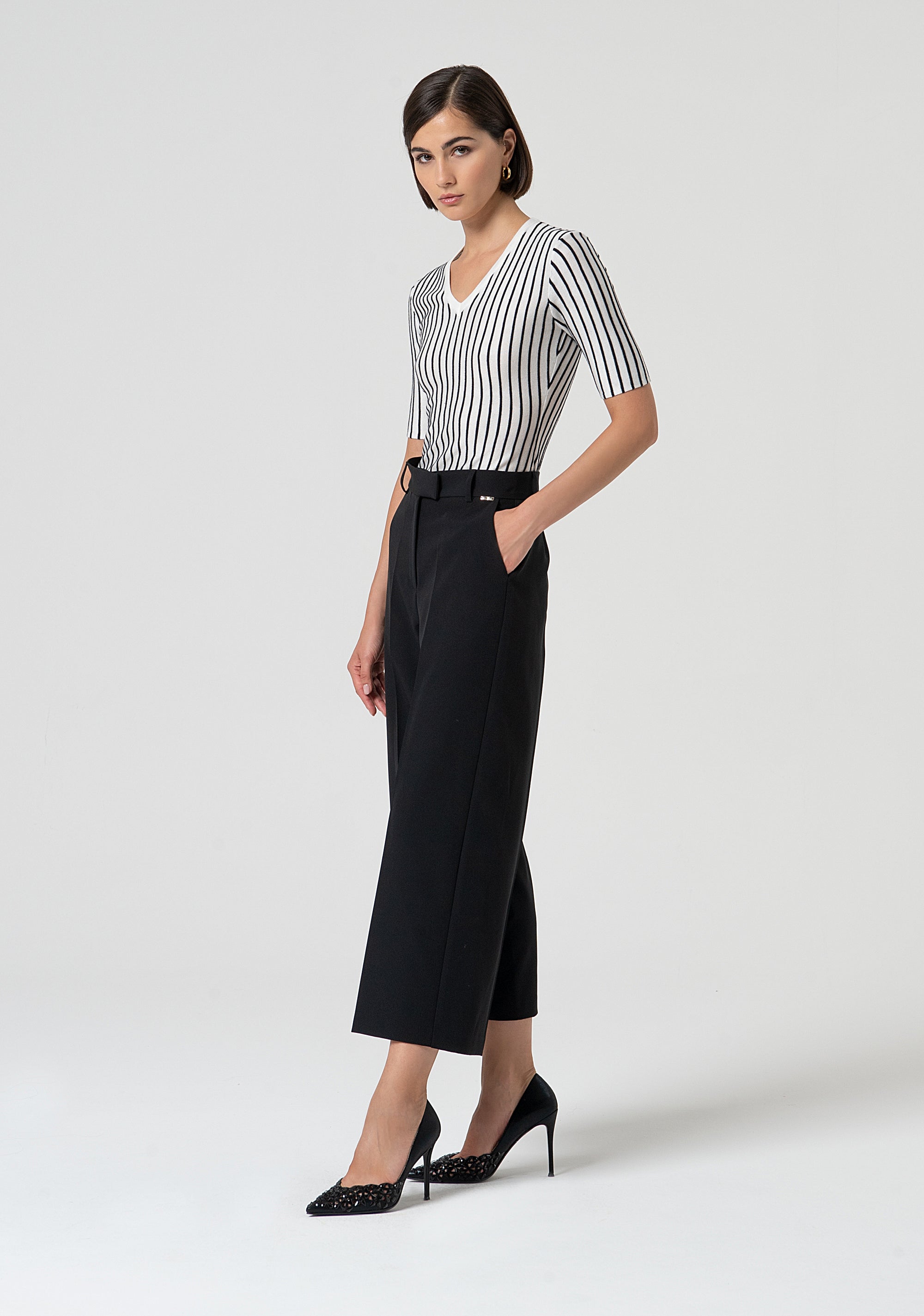 Pantalone cropped a vita regolare FS25SV9002W42901-053 Fracomina
