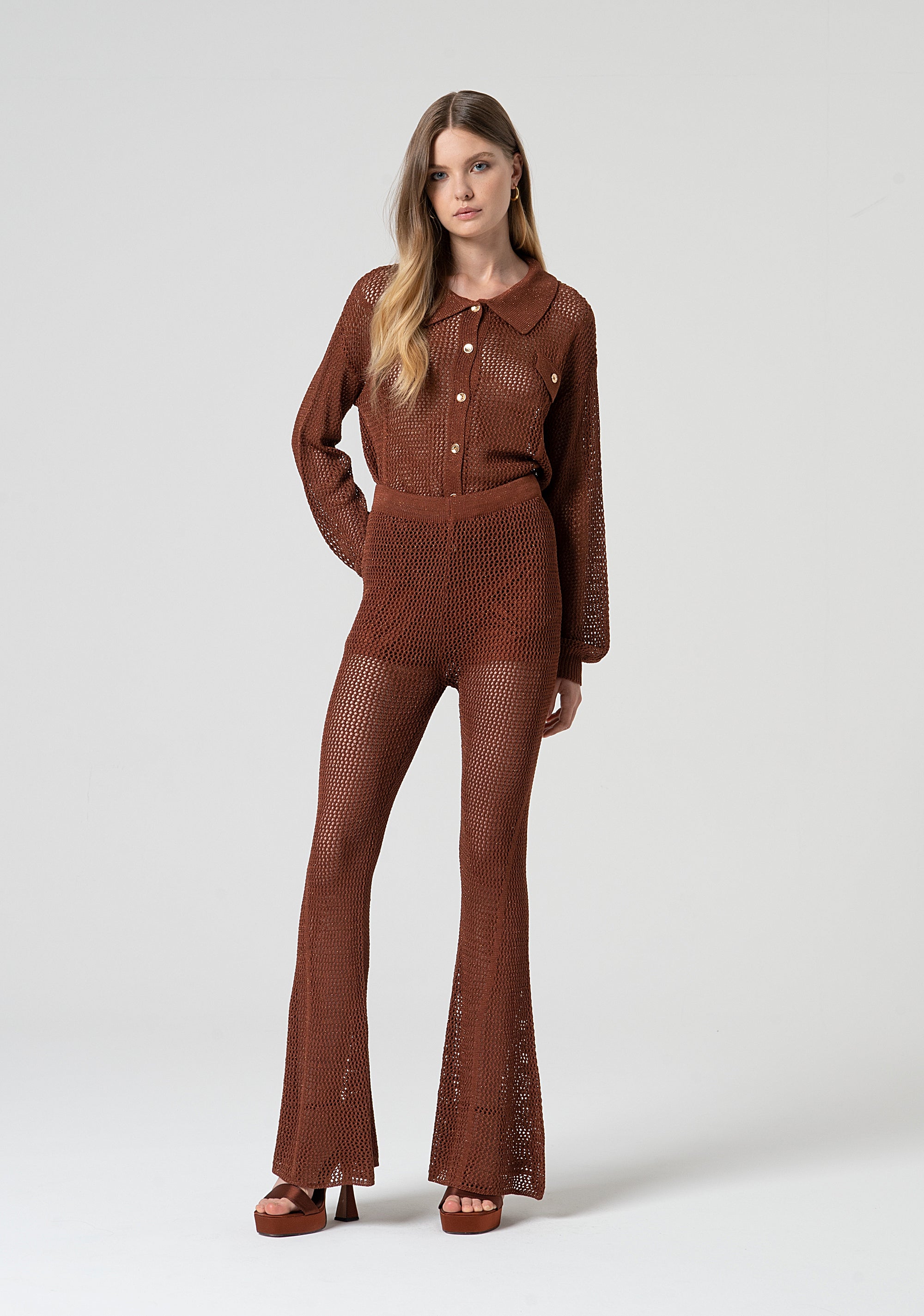 Pantaloni bootcut in rete con lurex FS25SV9003K514O7-T28 Fracomina