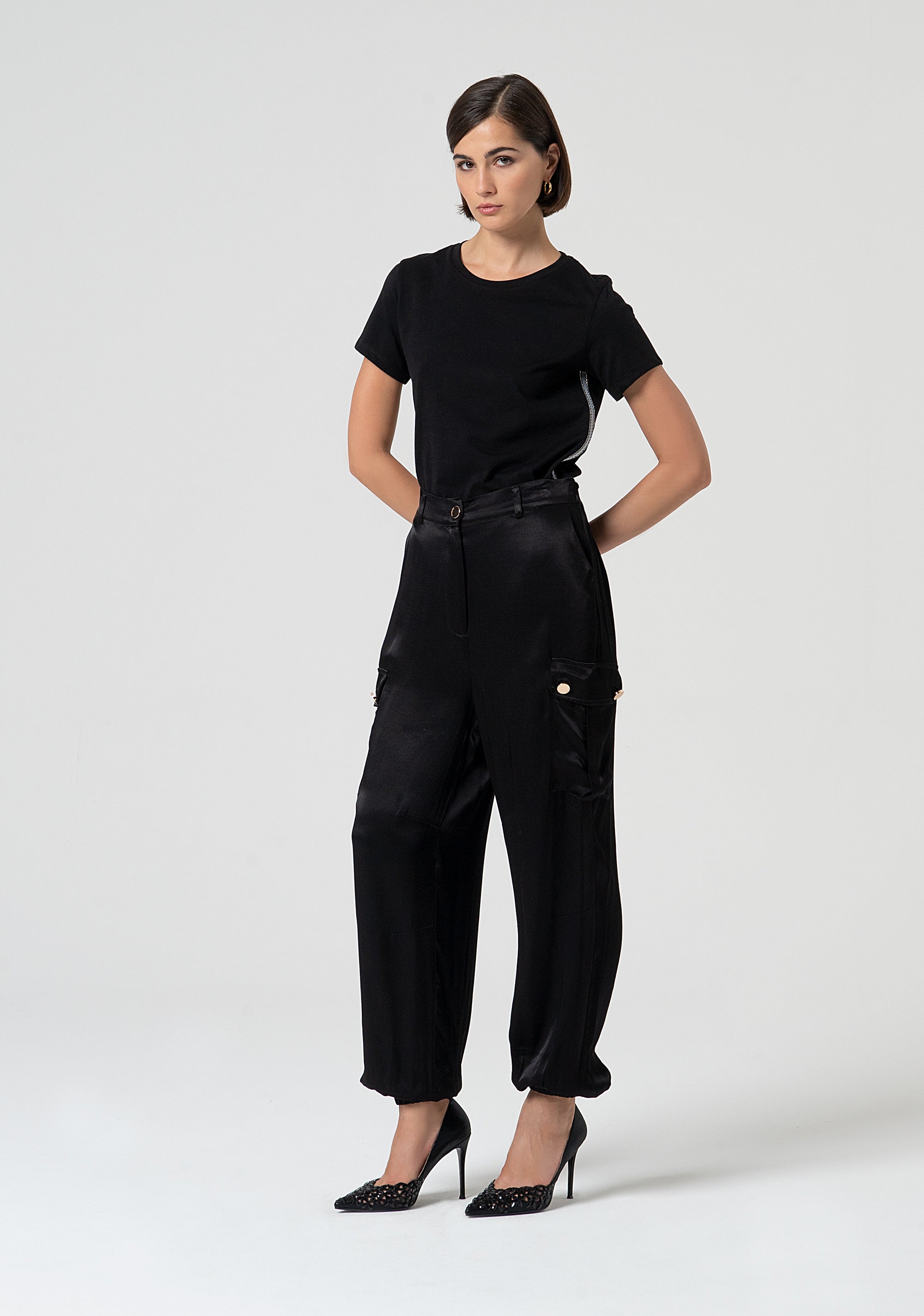 Pantalone cargo in raso FS25SVC001W73201-053 Fracomina