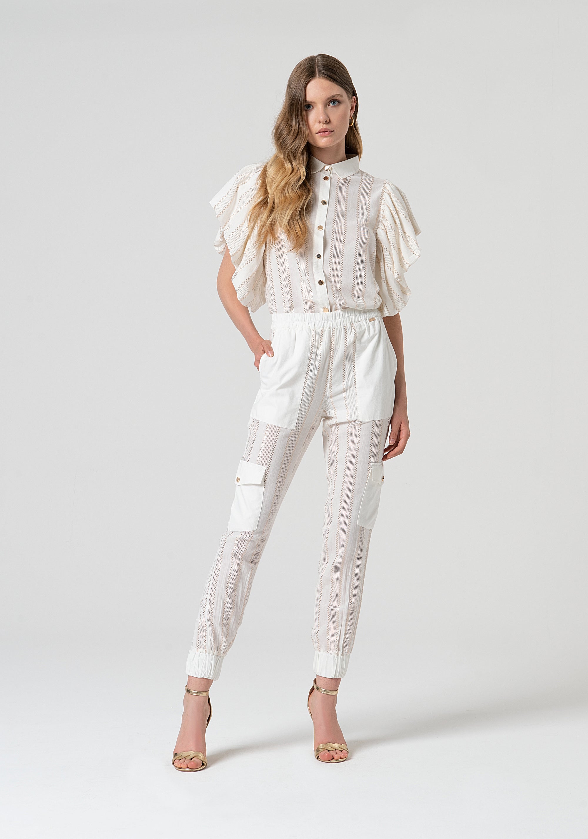 Pantalone cargo a righe con lurex FS25SVC002W403Q7-278 Fracomina