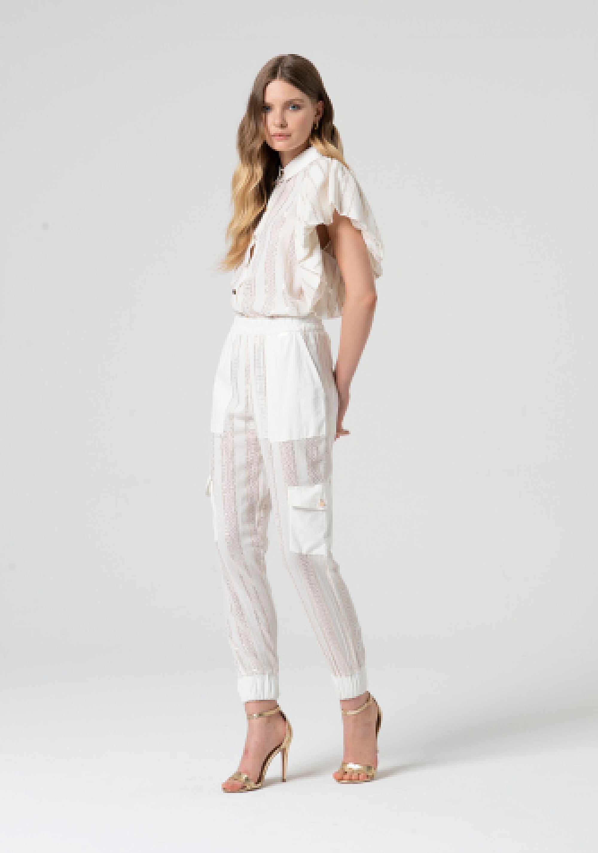 Pantalone cargo a righe con lurex FS25SVC002W403Q7-278 Fracomina