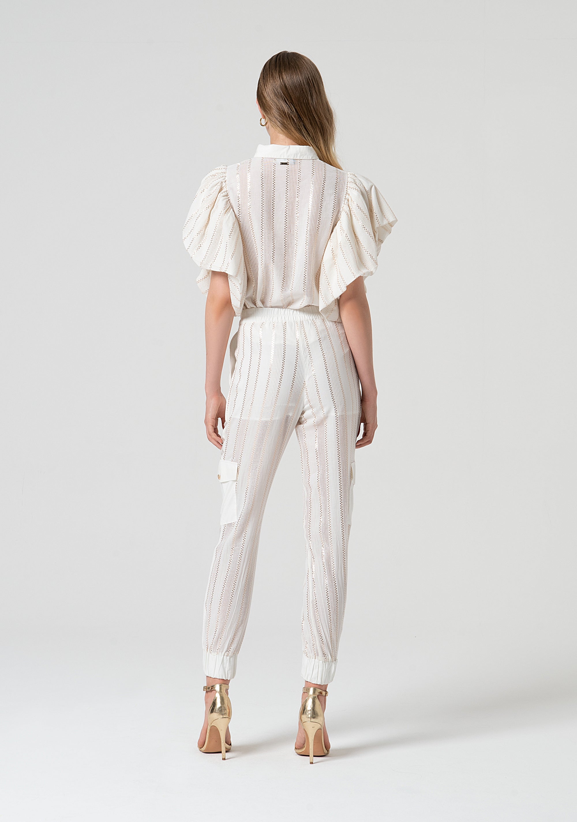 Pantalone cargo a righe con lurex FS25SVC002W403Q7-278 Fracomina