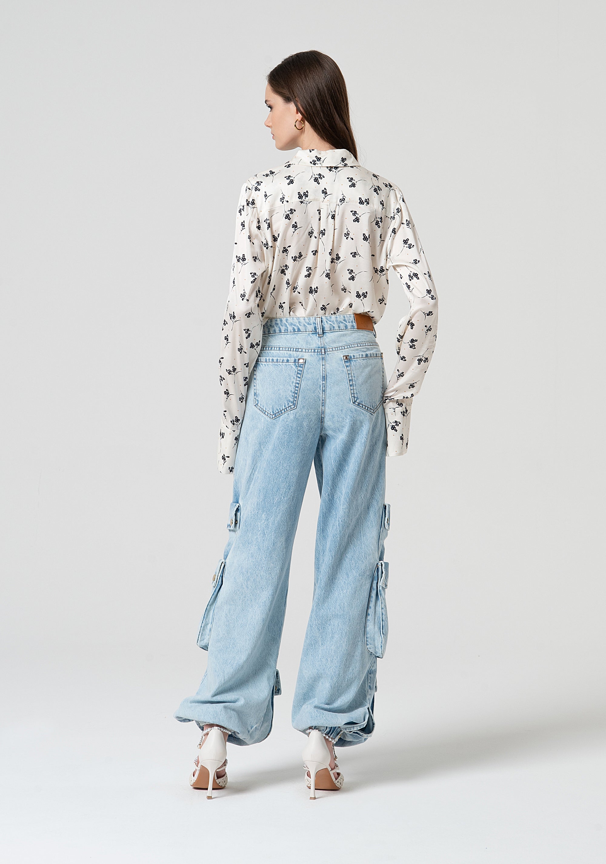 Jeans cargo in denim con lavaggio bleached FS25SVC003D40093-378 Fracomina