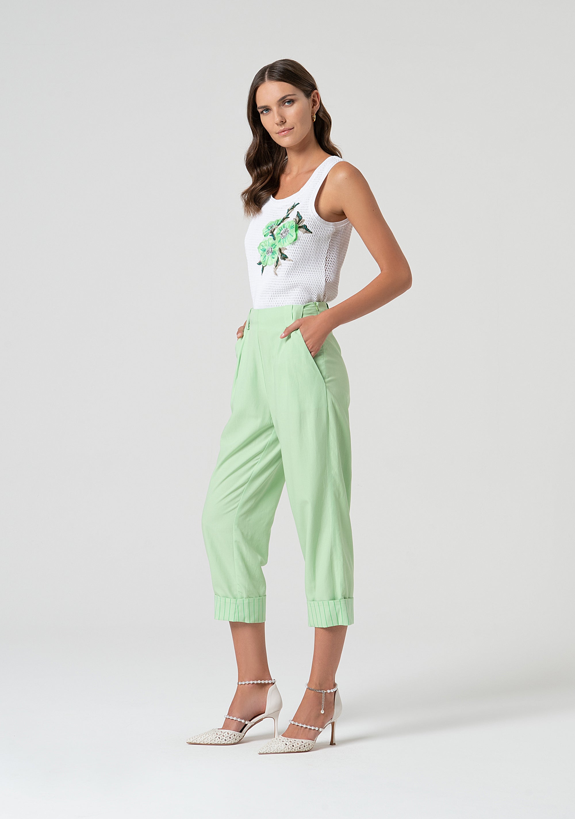 Pantalone carrot con lino FS25SVD001W70901-506 Fracomina