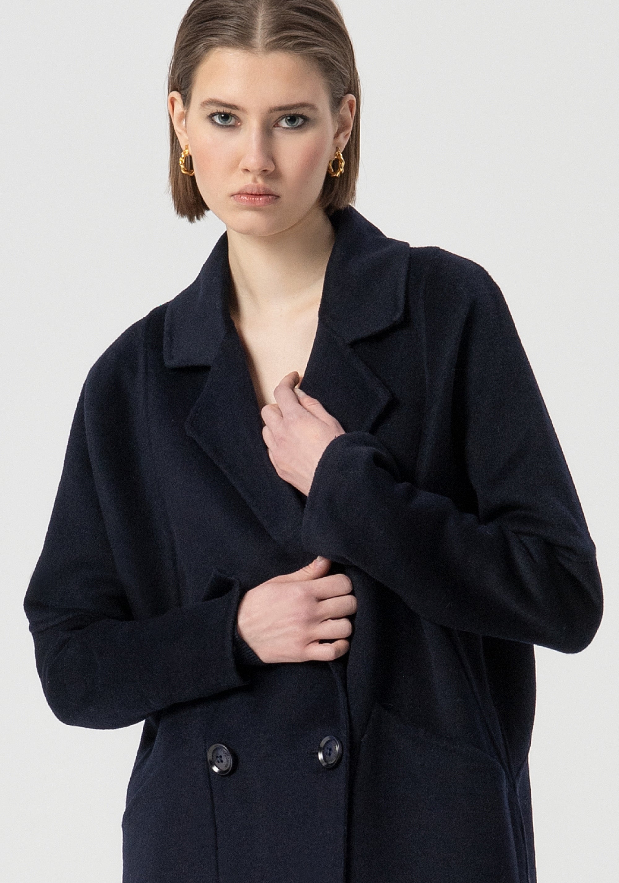 Cappotto over doppiopetto lungo con lana FS25WC1003W74001-064 Fracomina