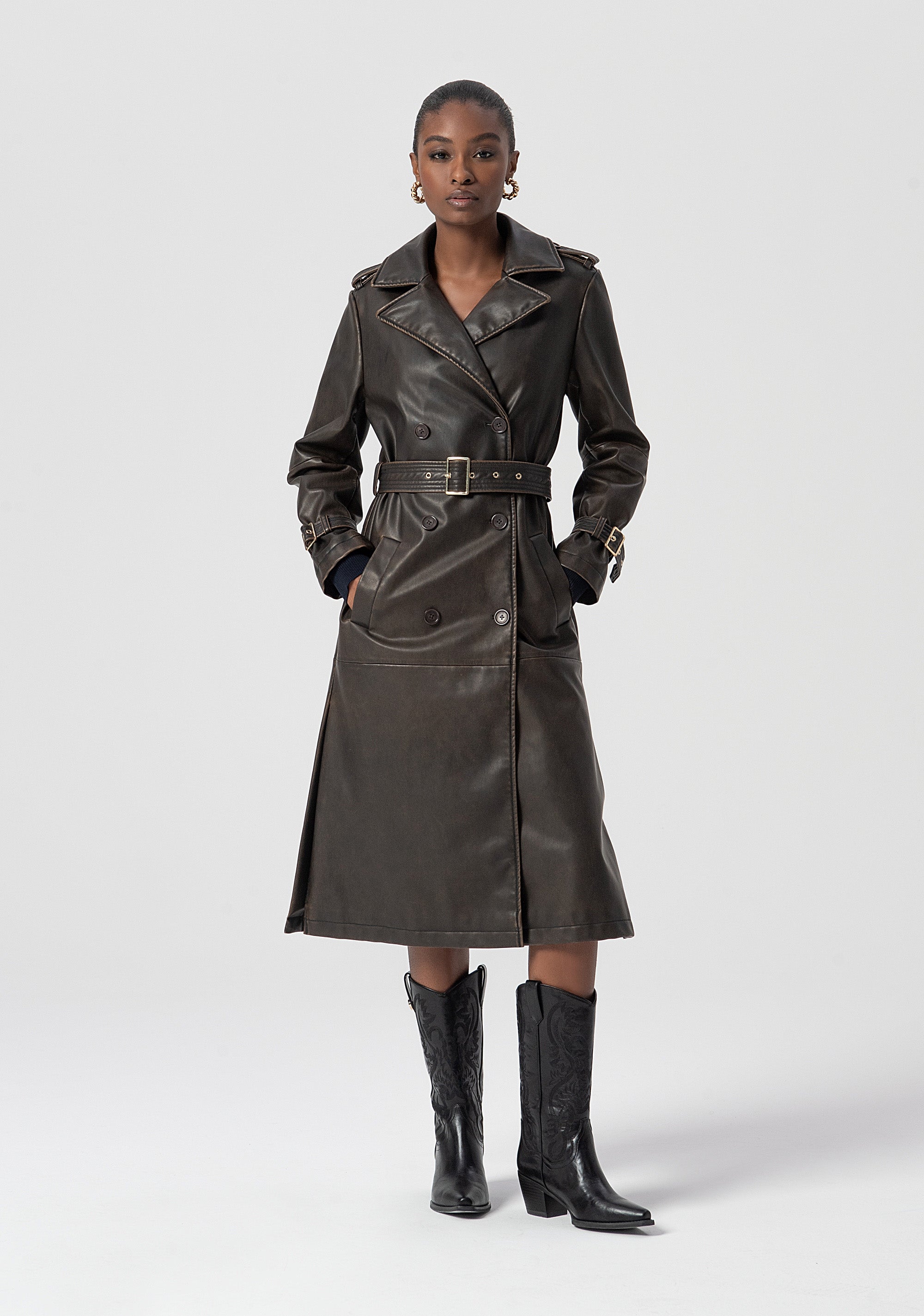 Trench regular lungo con cintura FS25WC7001P41101-397 Fracomina