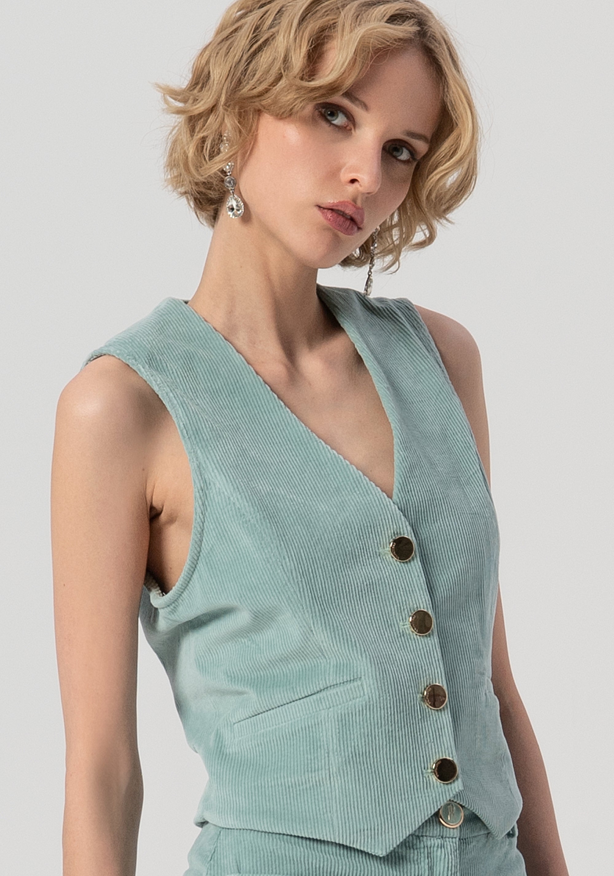 Gilet regular in velluto mille righe FS25WJ5003W59401-806 Fracomina