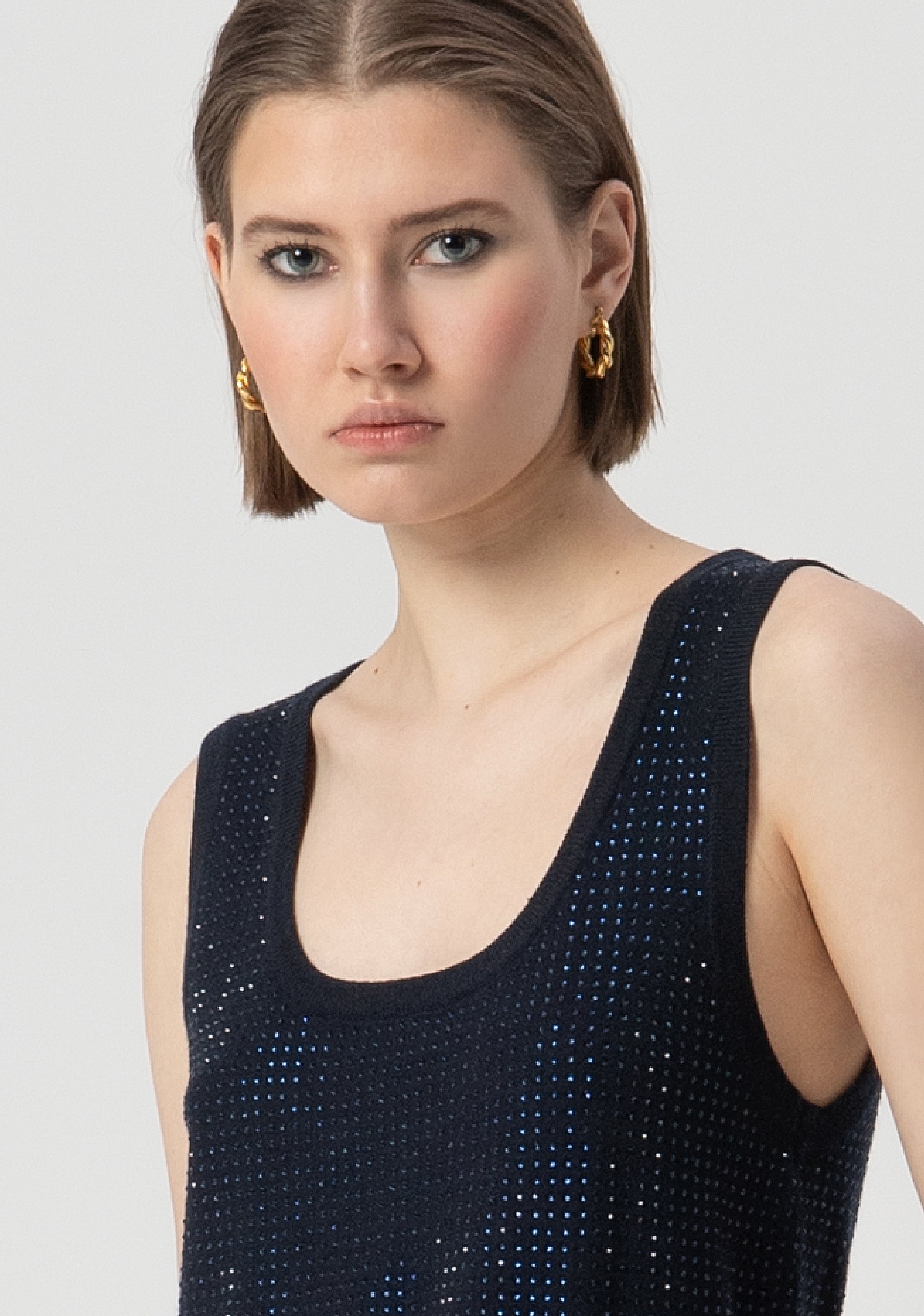 Top senza maniche con strass FS25WT4001K50201-064 Fracomina