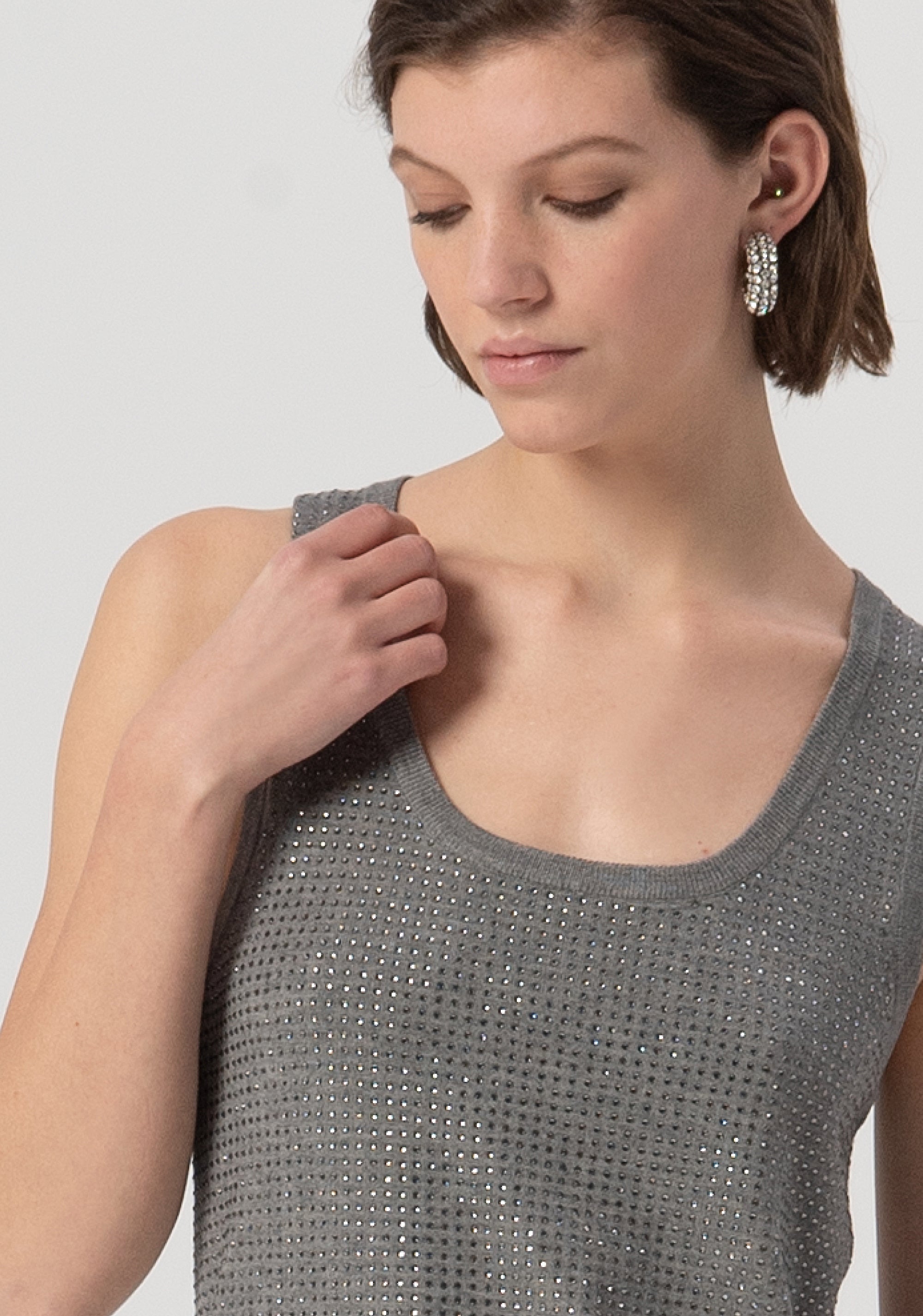 Top senza maniche con strass FS25WT4001K50201-156 Fracomina