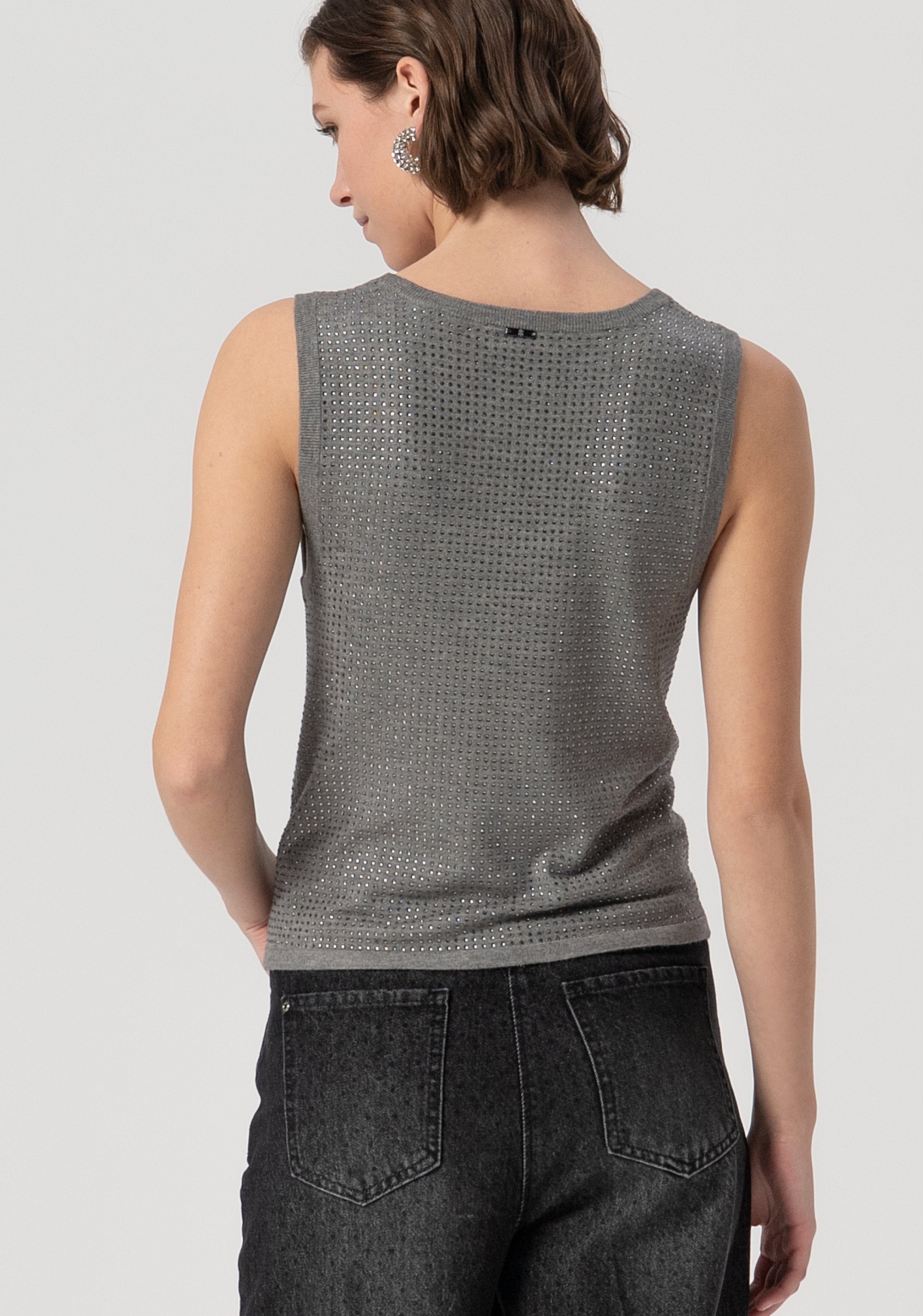 Top senza maniche con strass FS25WT4001K50201-156 Fracomina