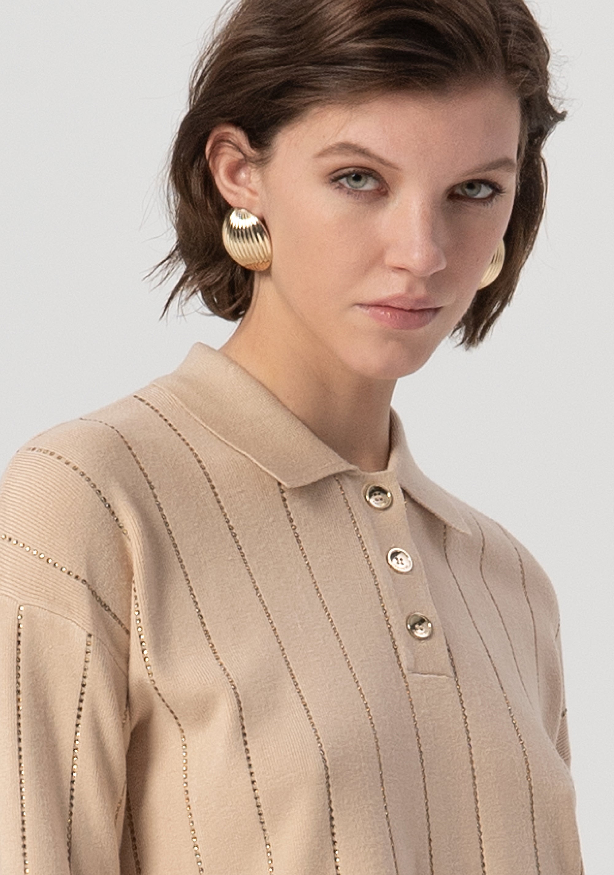 Polo regular in maglia a coste con strass applicati FS25WT7019K50401-050 Fracomina