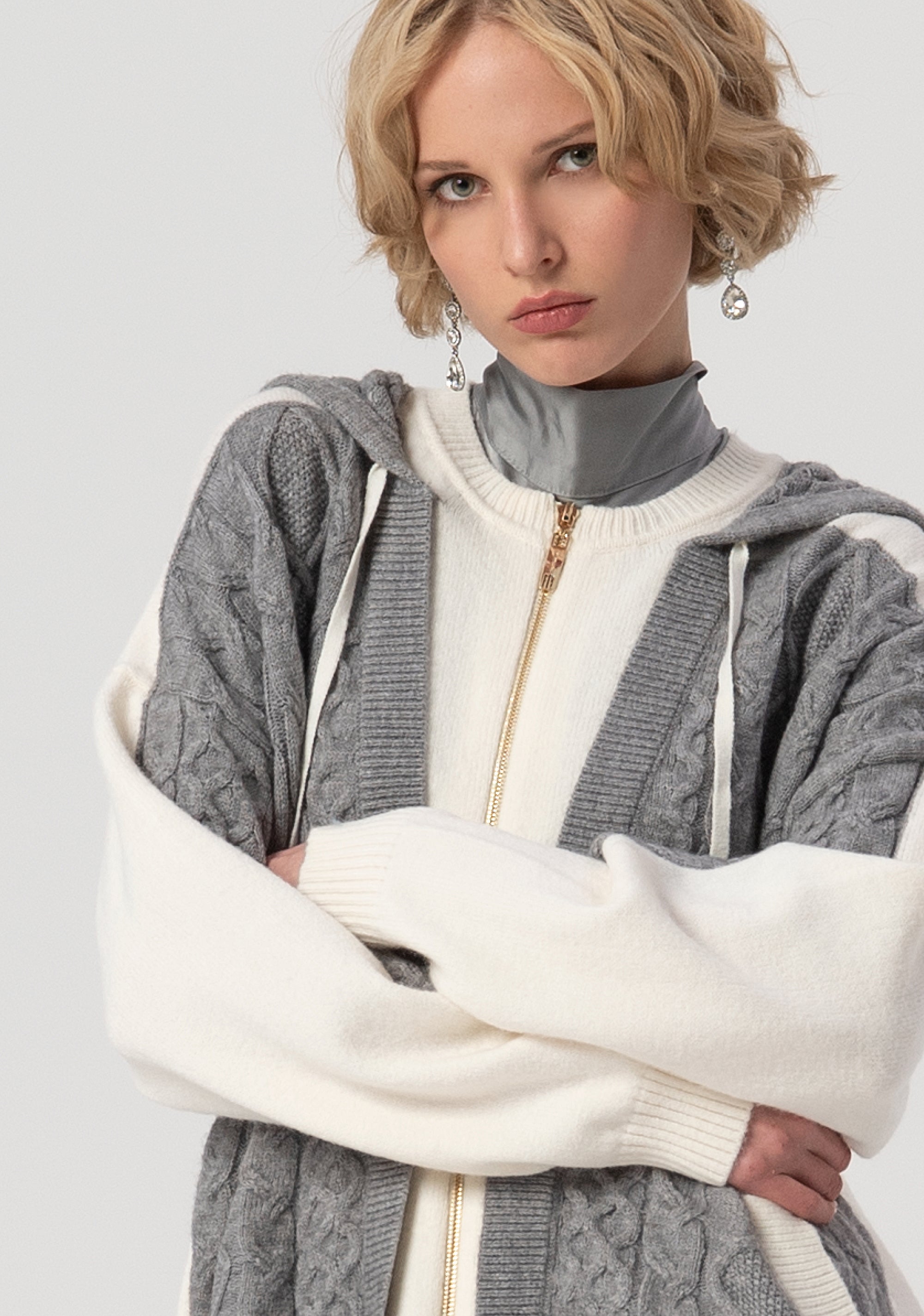 Cardigan over con inserti in punto treccia FS25WT8001K47101-636 Fracomina