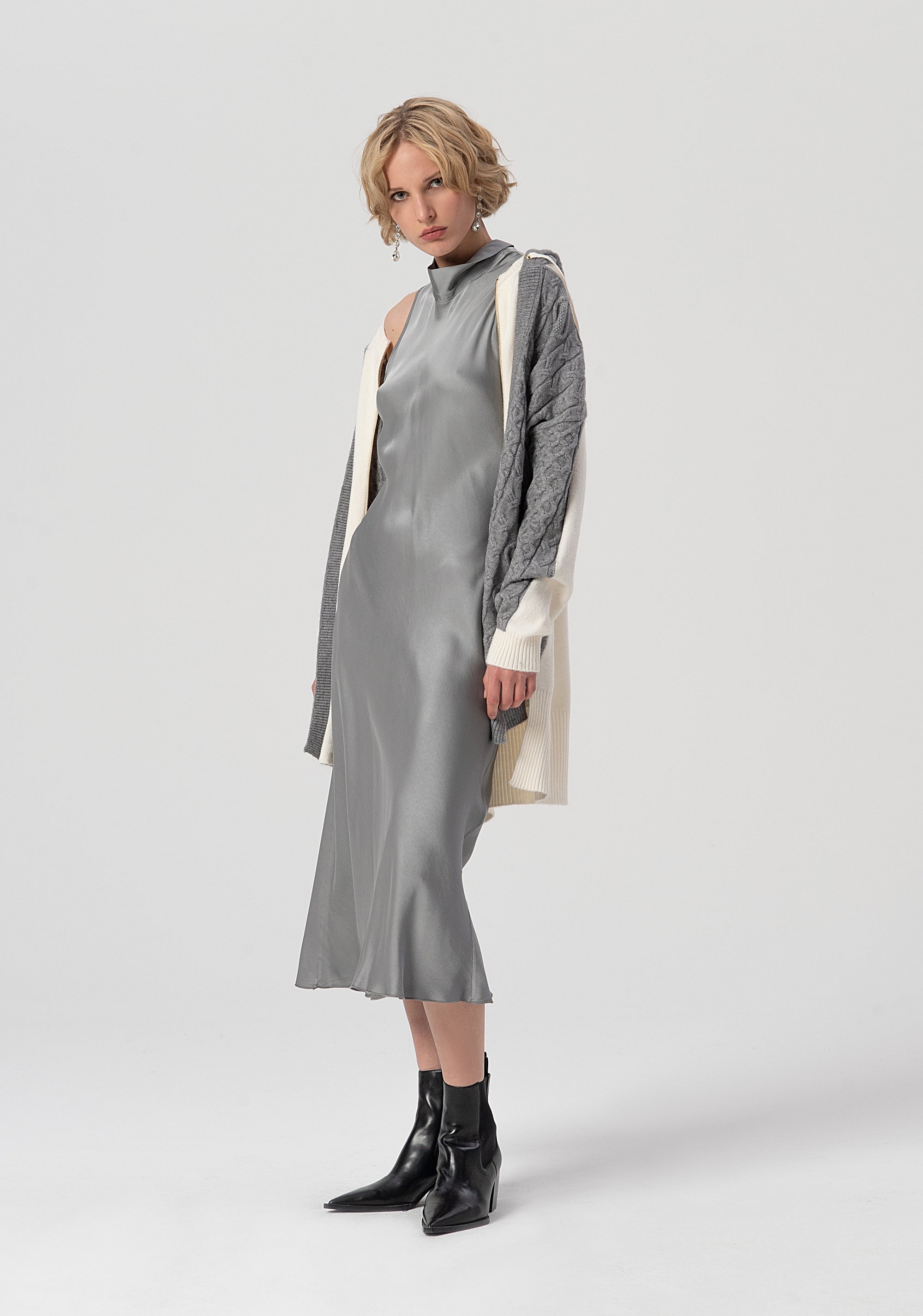 Cardigan over con inserti in punto treccia FS25WT8001K47101-636 Fracomina