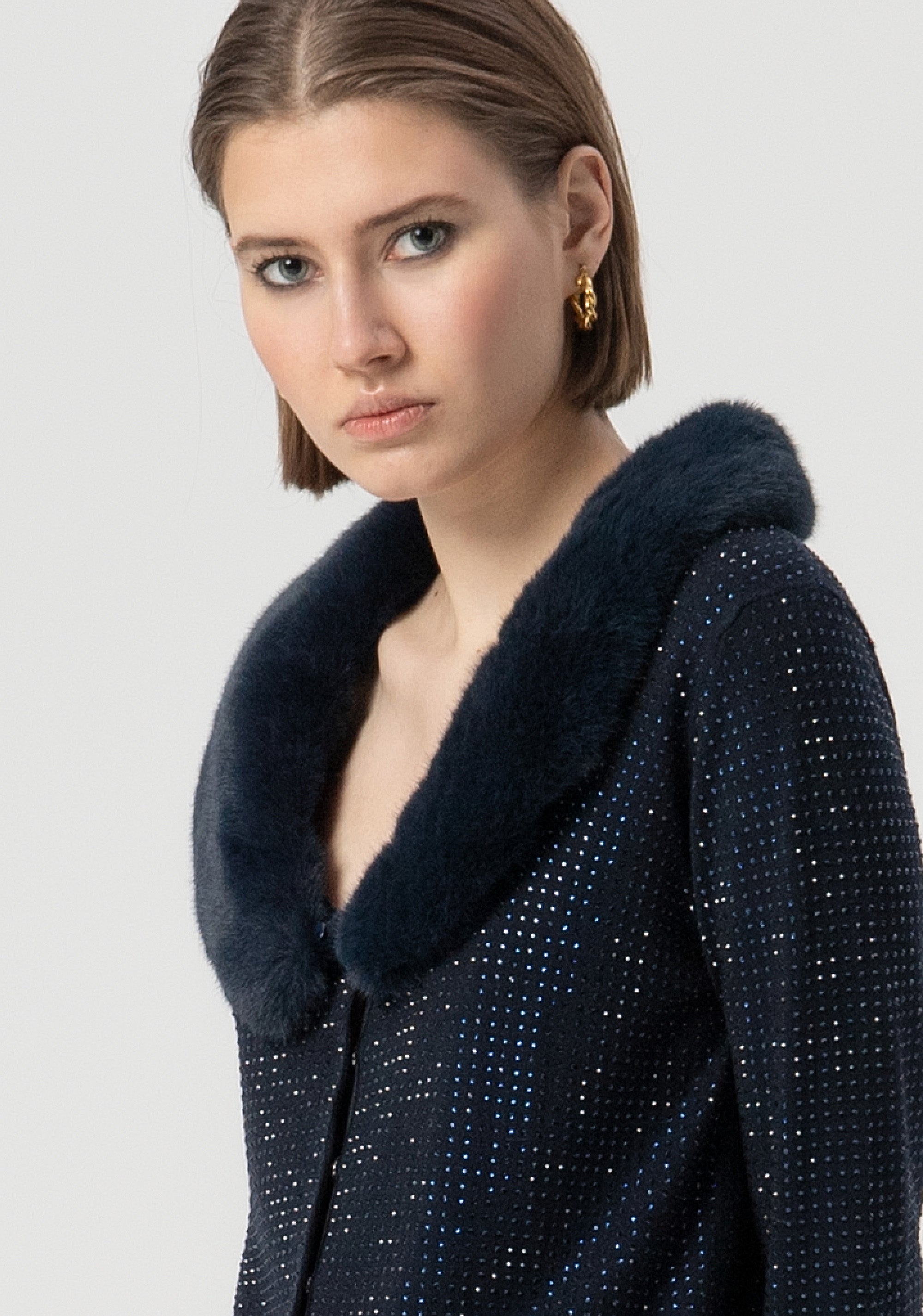 Cardigan regular con strass luminosi FS25WT8003K50201-064 Fracomina
