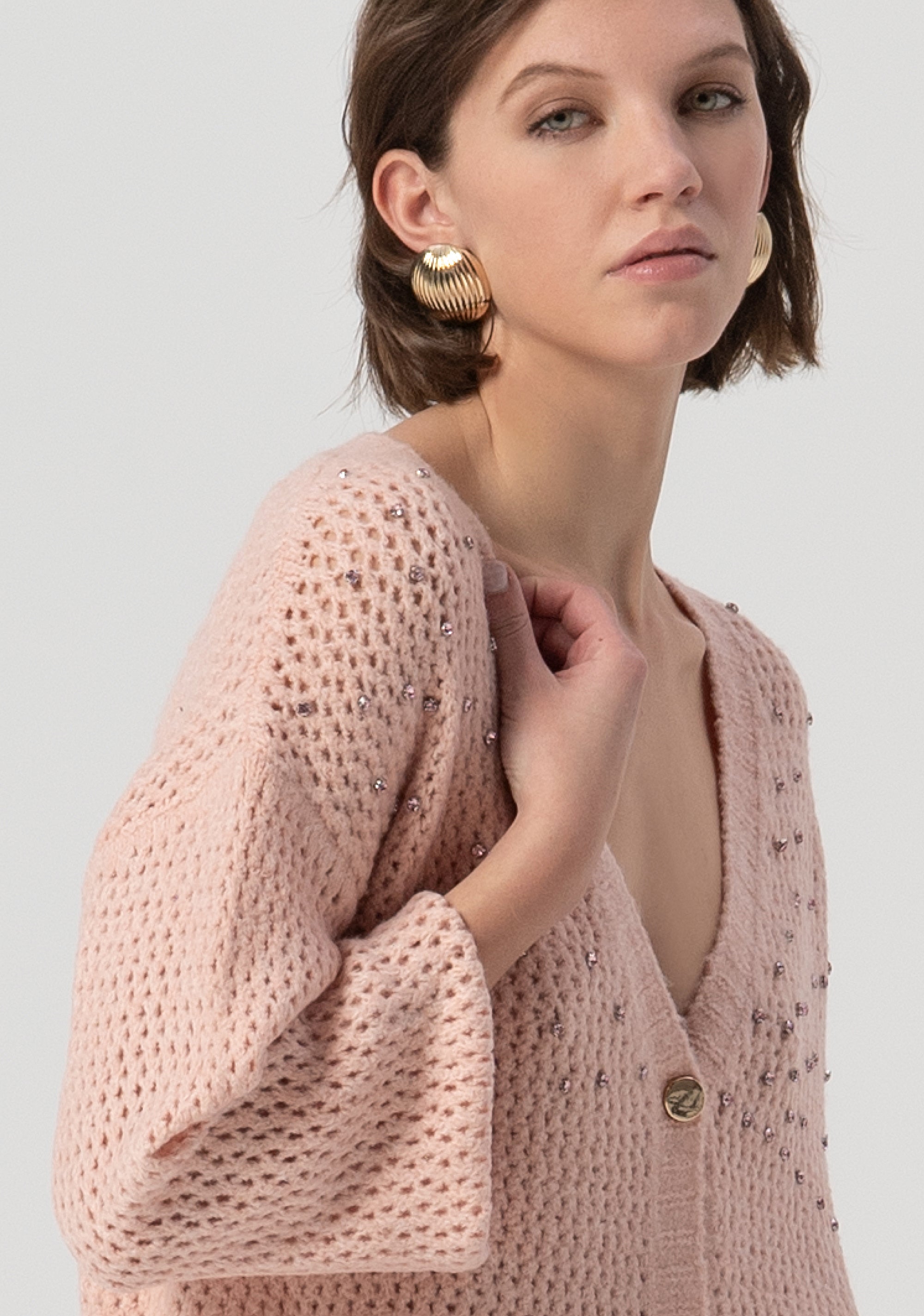 Cardigan over con punto rete FS25WT8005K45701-444 Fracomina